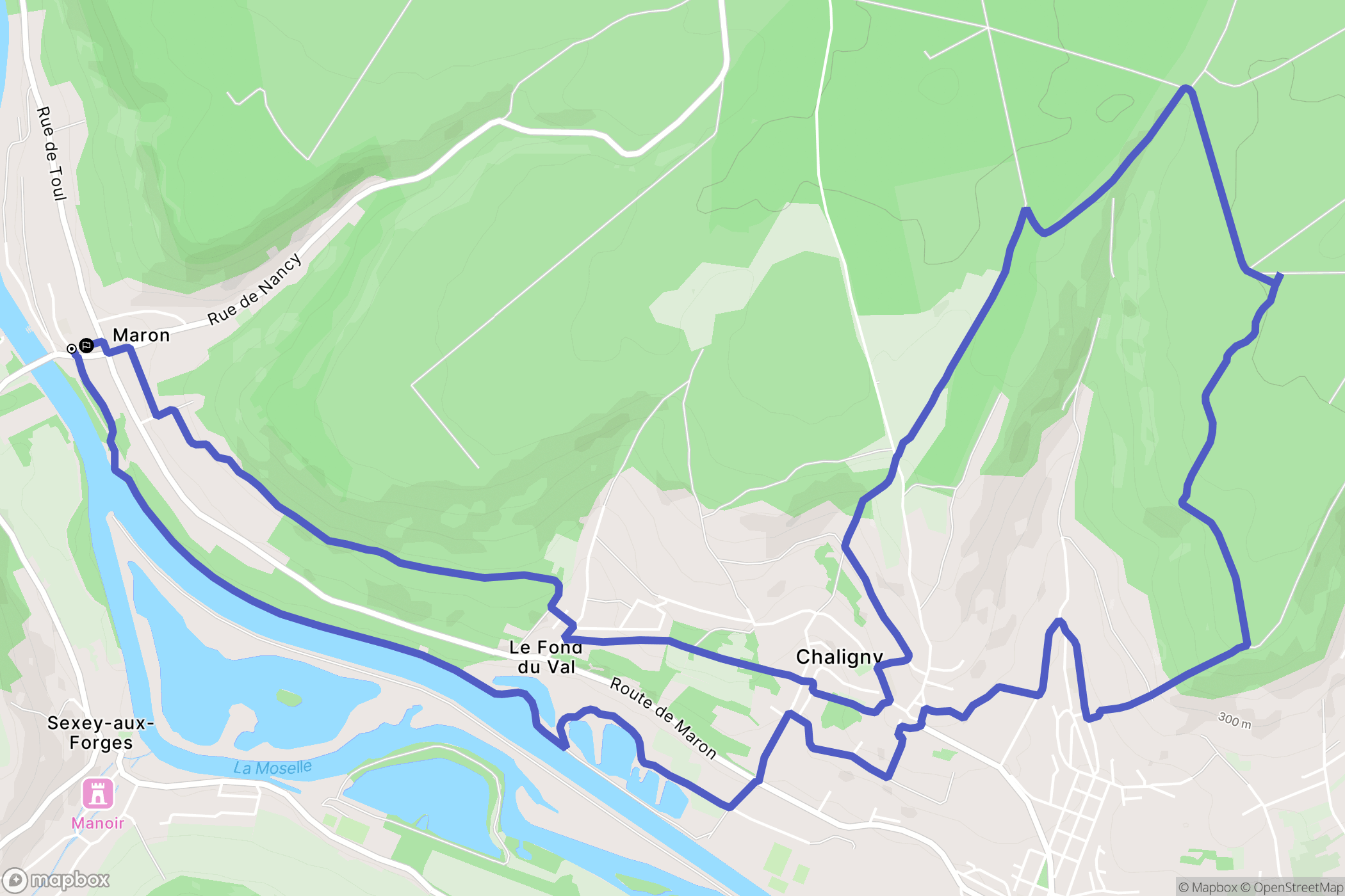 Maron : carte du parcours de randonnée - France