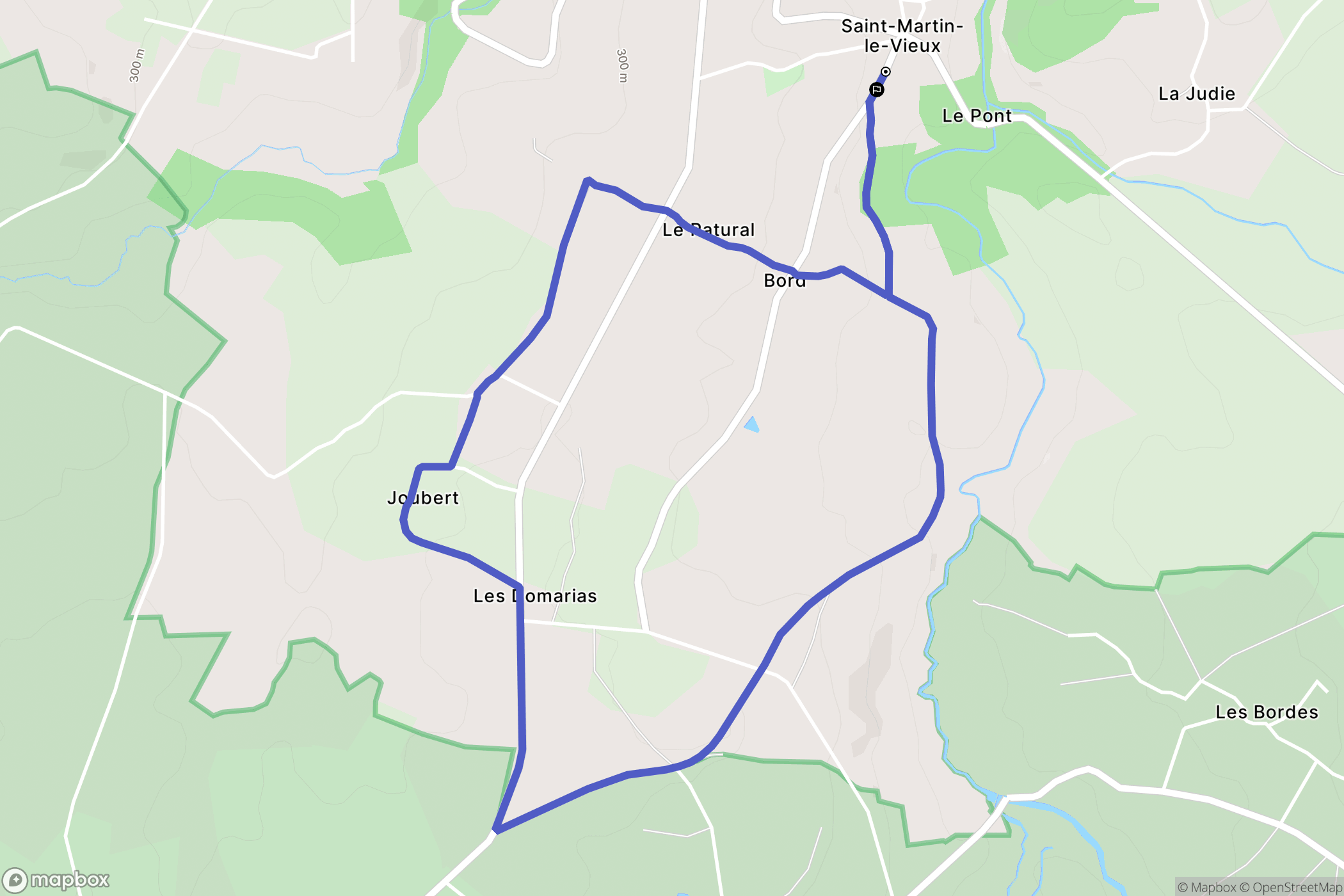 Saint-Martin-le-Vieux : carte du parcours de randonnée - France