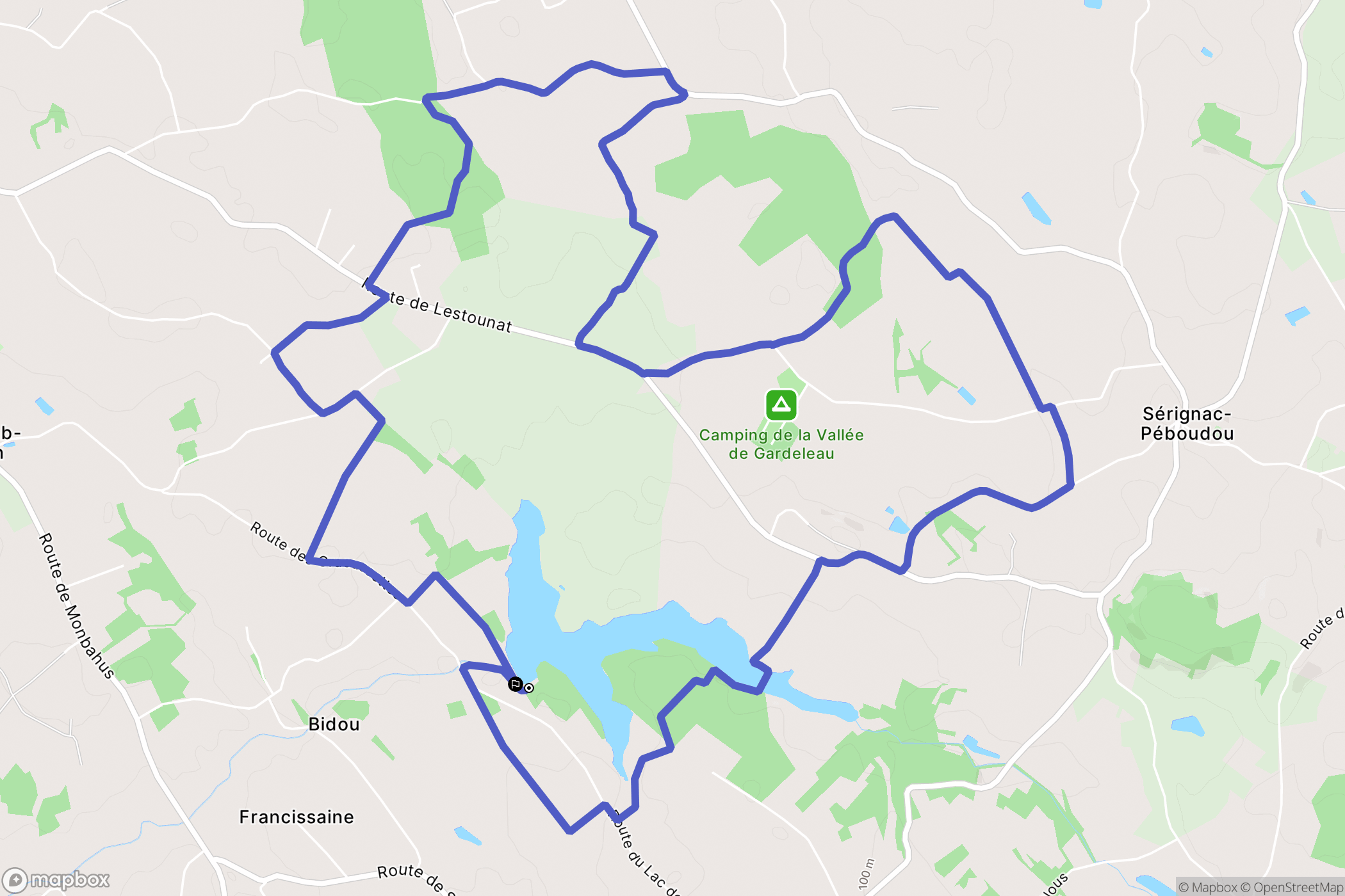 Ségalas : carte du parcours de randonnée - France