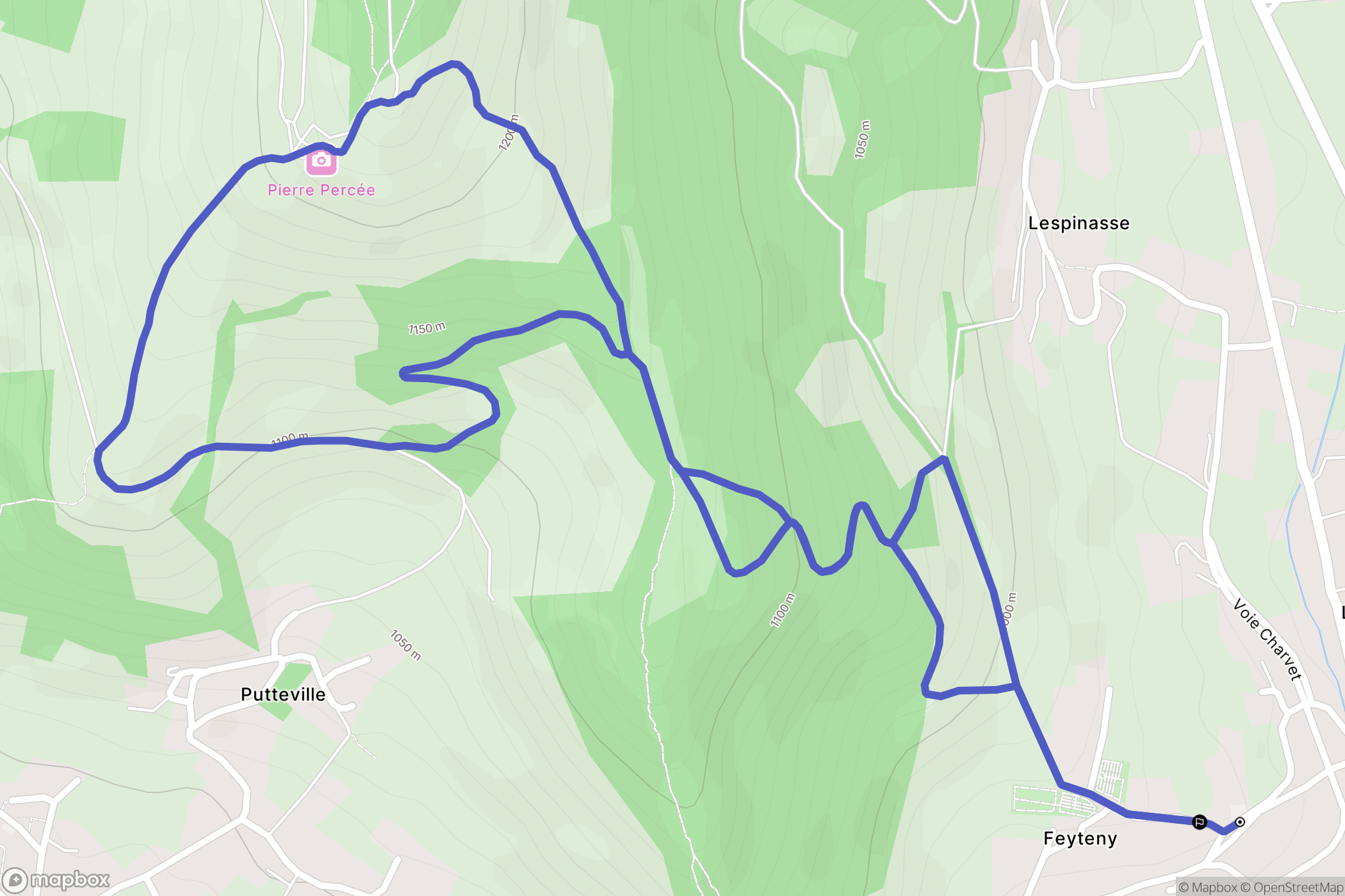 Pierre-Châtel : carte du parcours de randonnée - France
