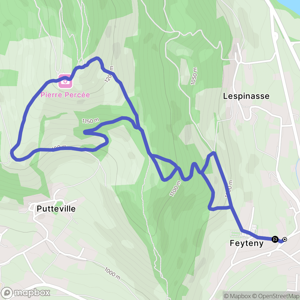 Pierre-Châtel : carte du parcours de randonnée - France