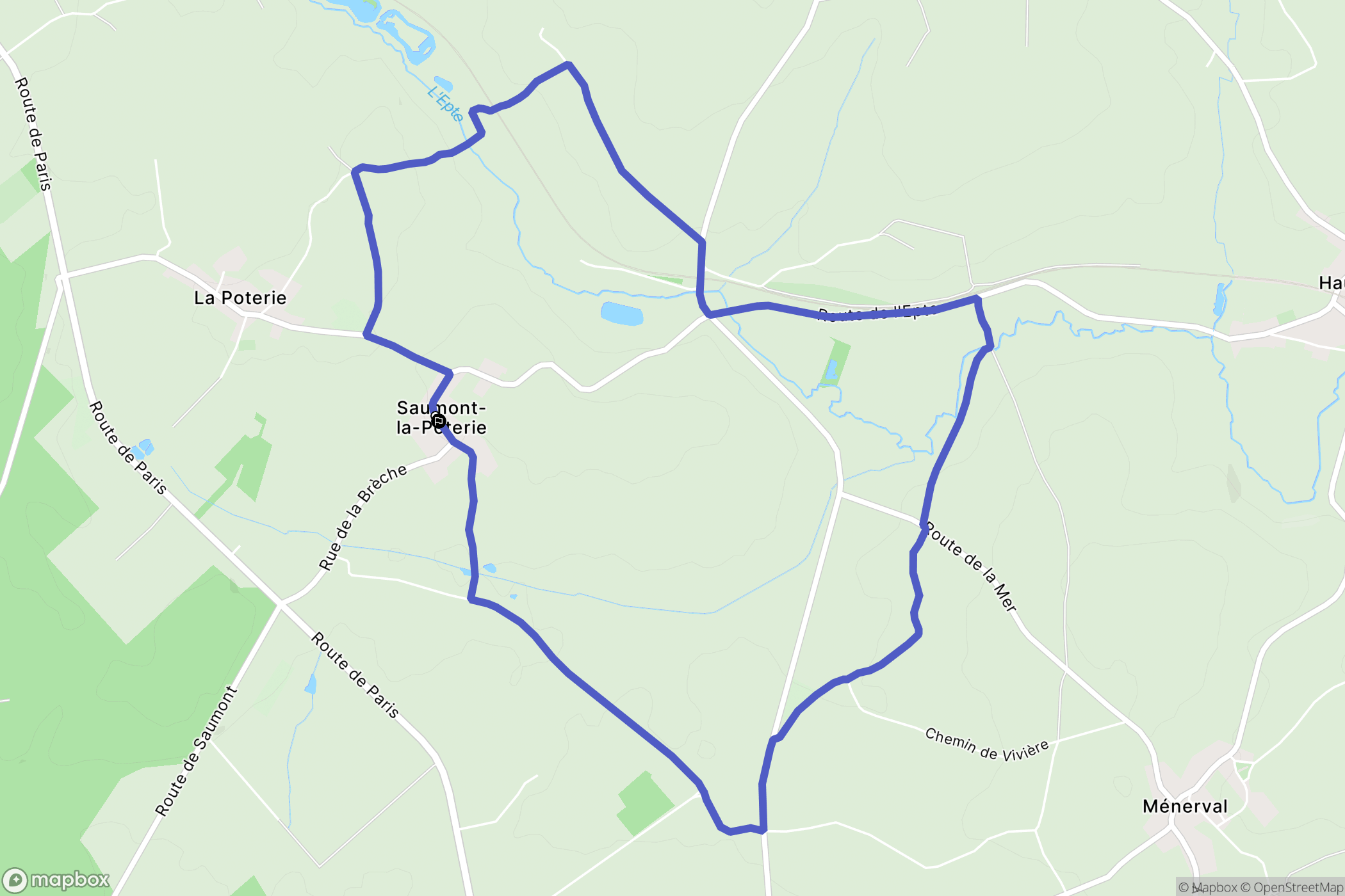 Saumont-la-Poterie : carte du parcours de randonnée - France