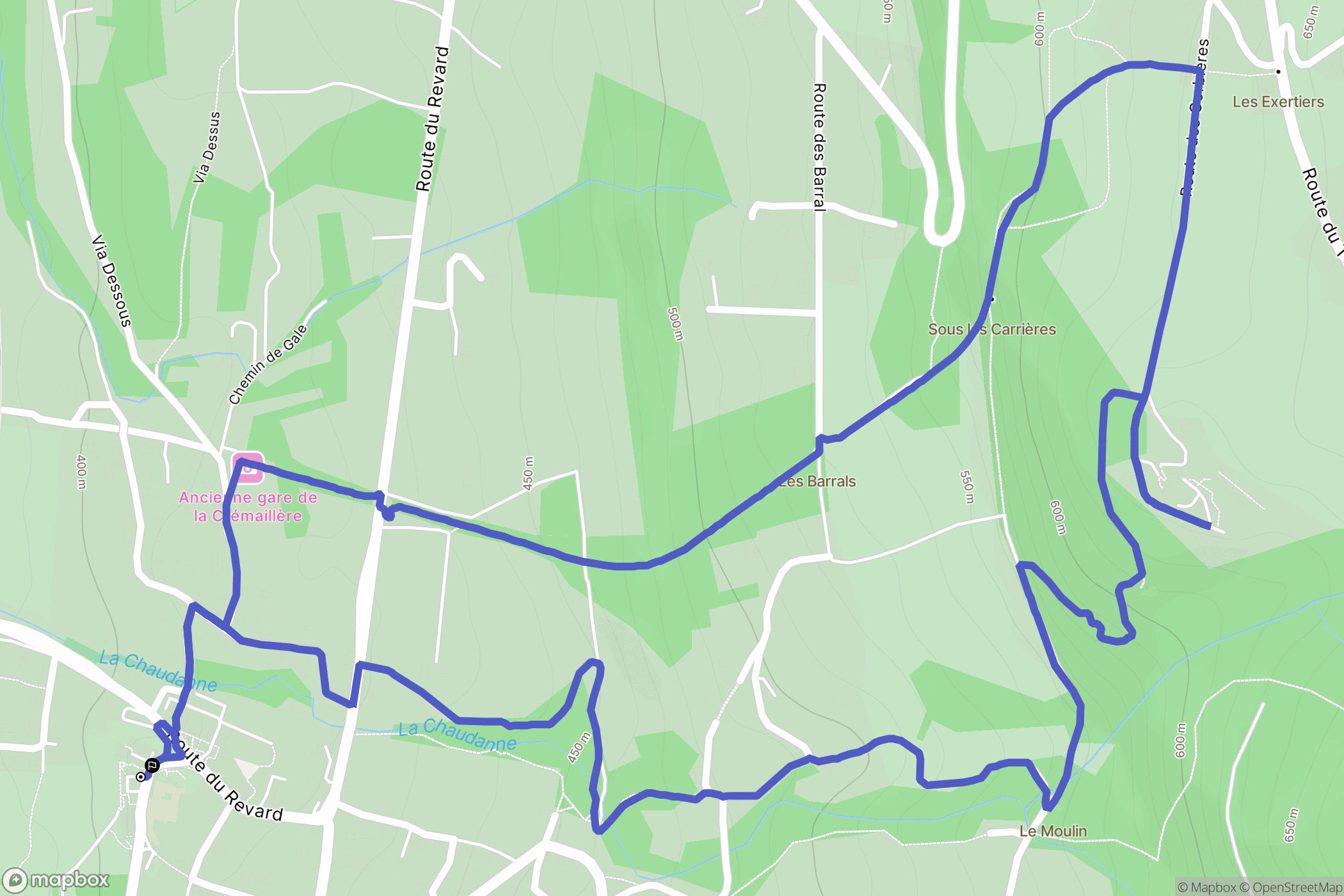 Mouxy : carte du parcours de randonnée - France