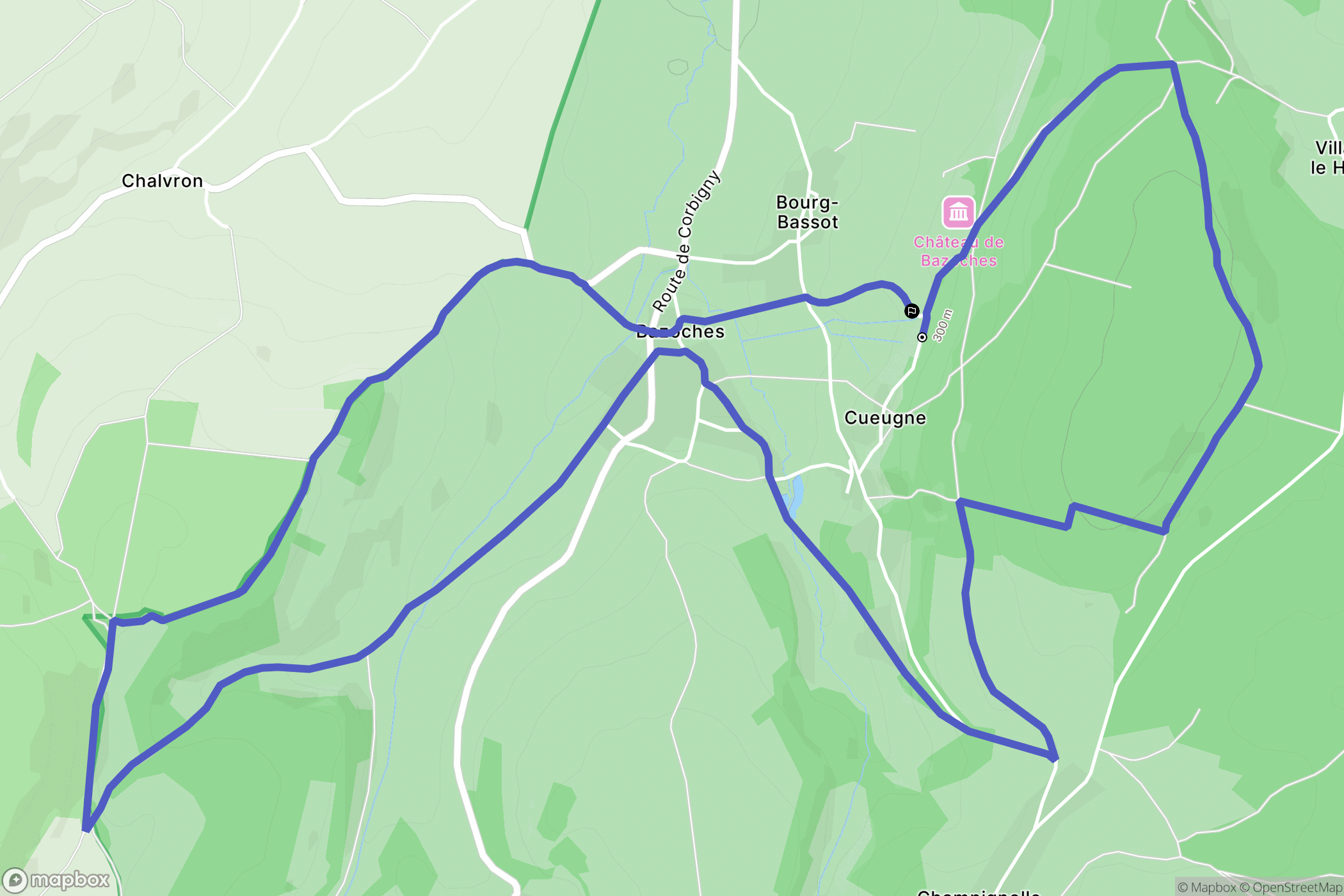 Bazoches : carte du parcours de randonnée - France