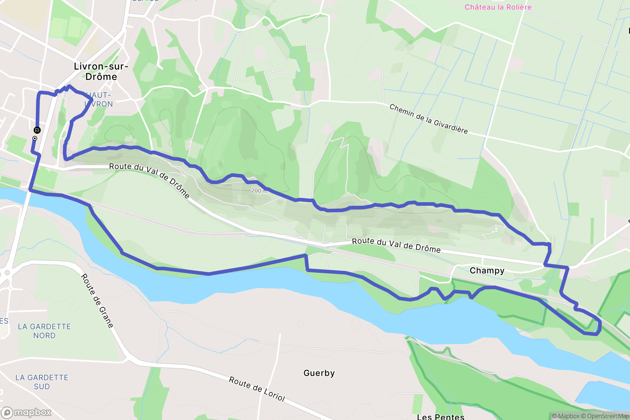Livron-sur-Drôme : carte du parcours de randonnée - France