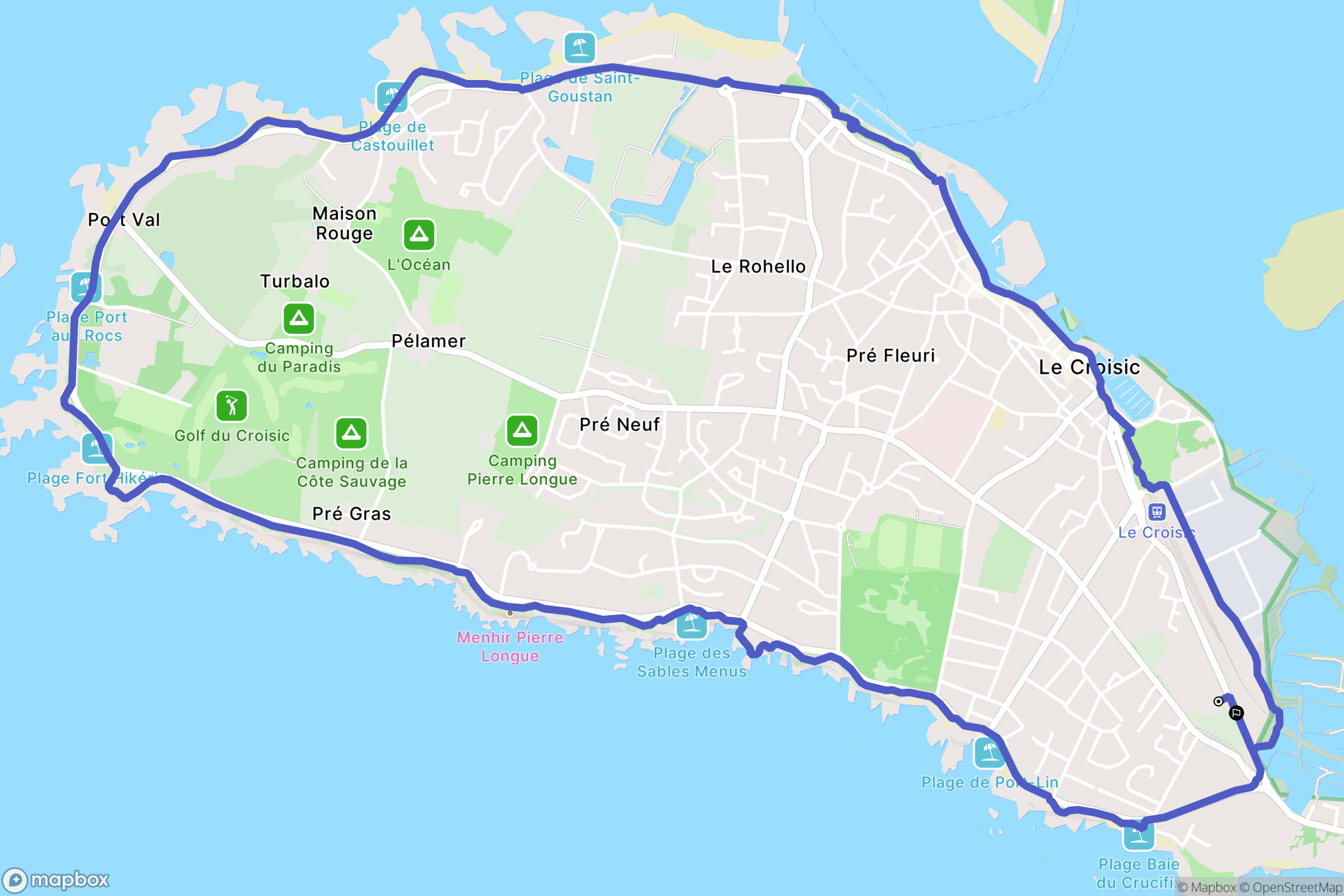 Le Croisic : carte du parcours de randonnée - France