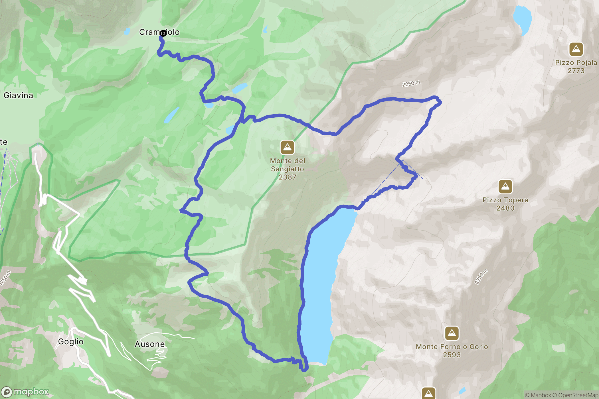 Crampiolo : carte du parcours de randonnée - Italy