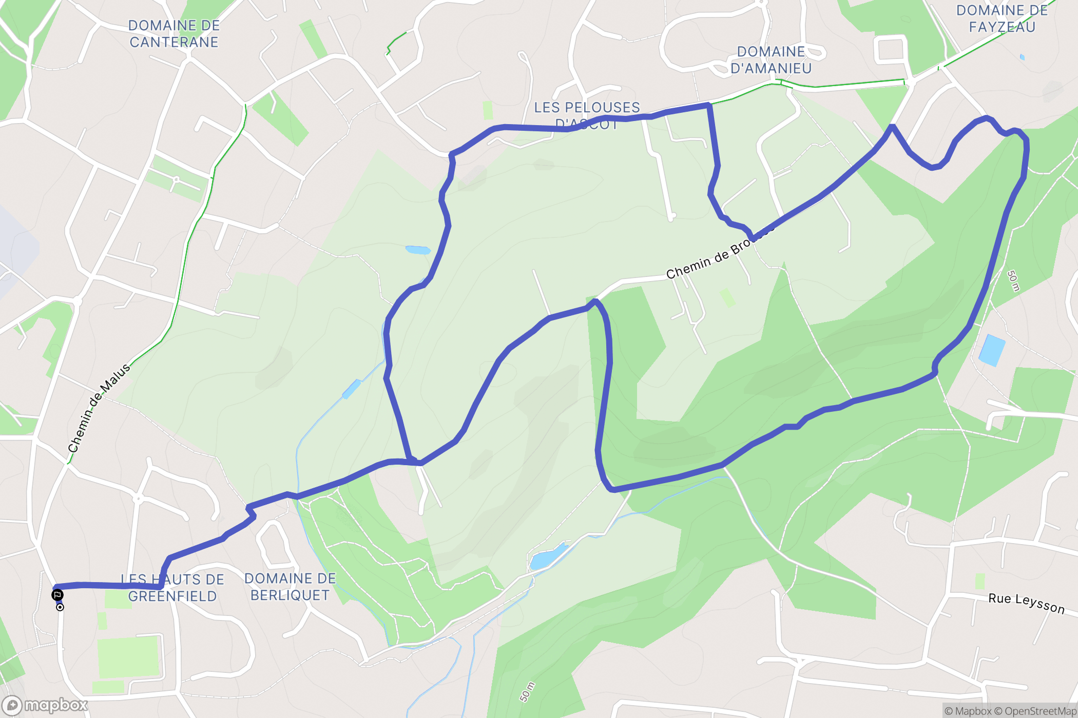 Bouliac : carte du parcours de randonnée - France
