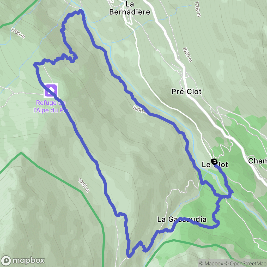 Saint-Christophe-en-Oisans : carte du parcours de randonnée - France