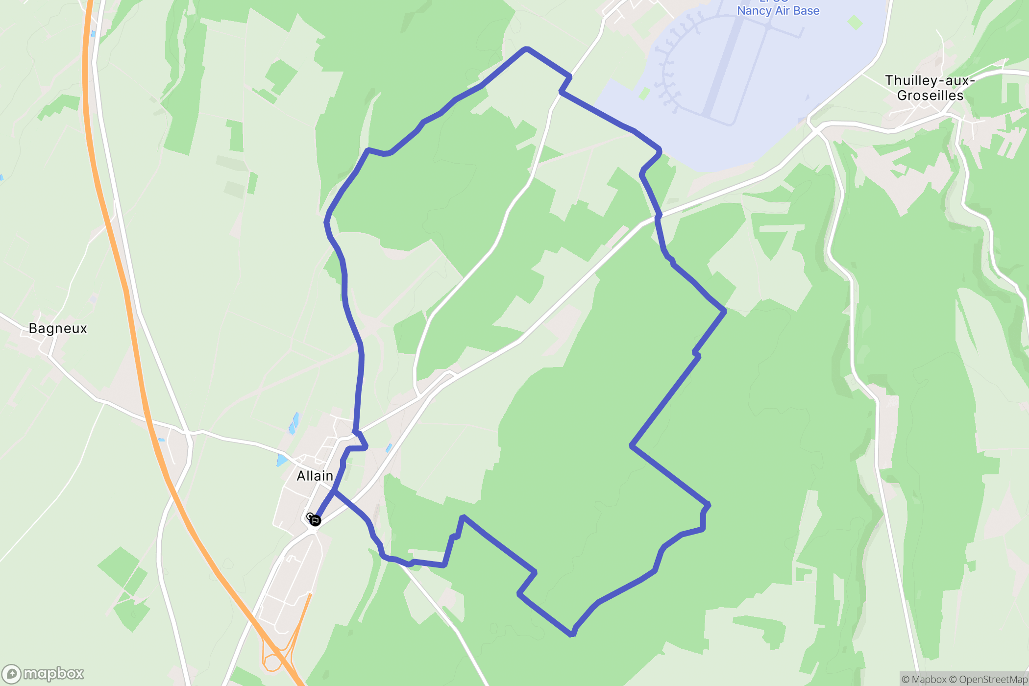 Allain : carte du parcours de randonnée - France