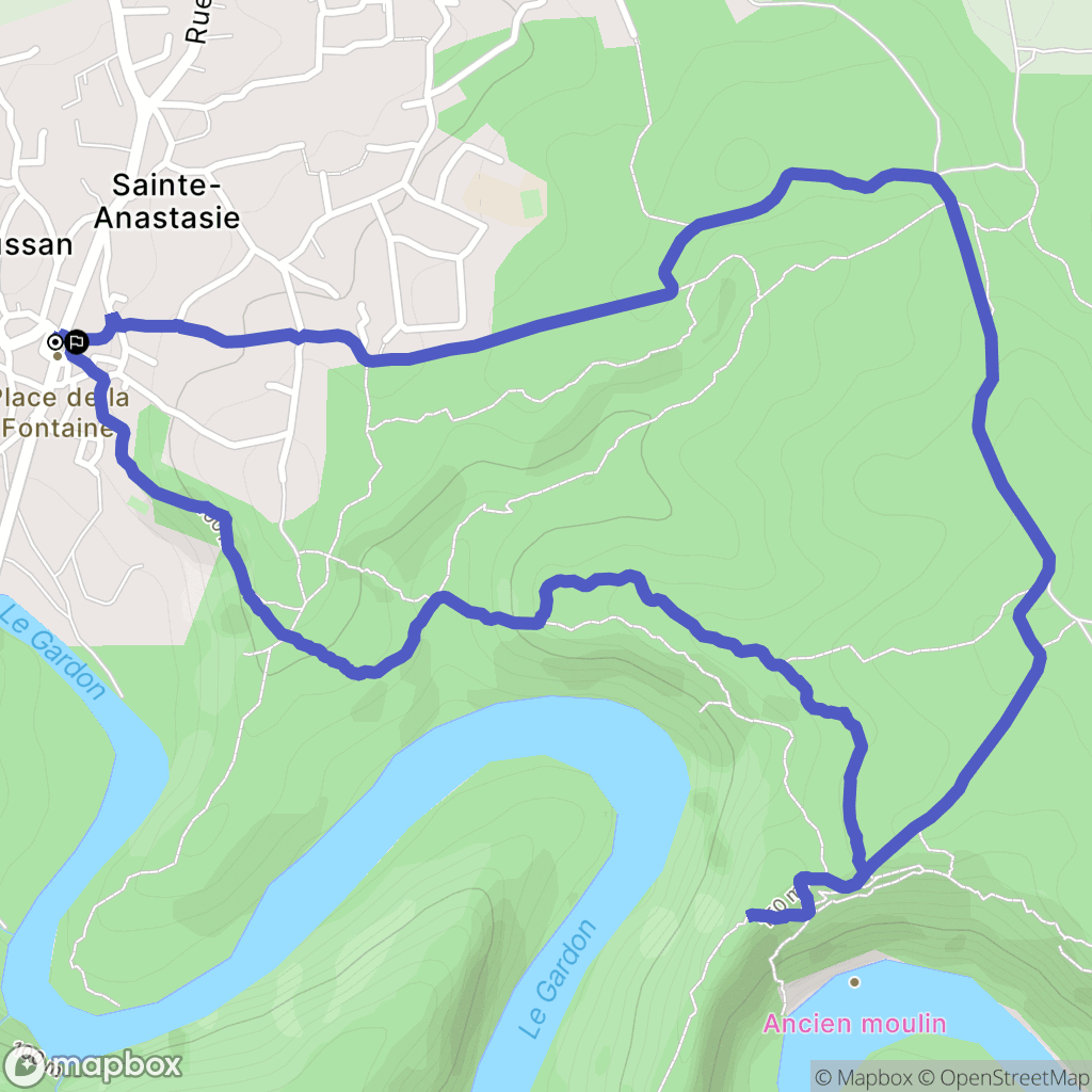 Sainte-Anastasie : carte du parcours de randonnée - France