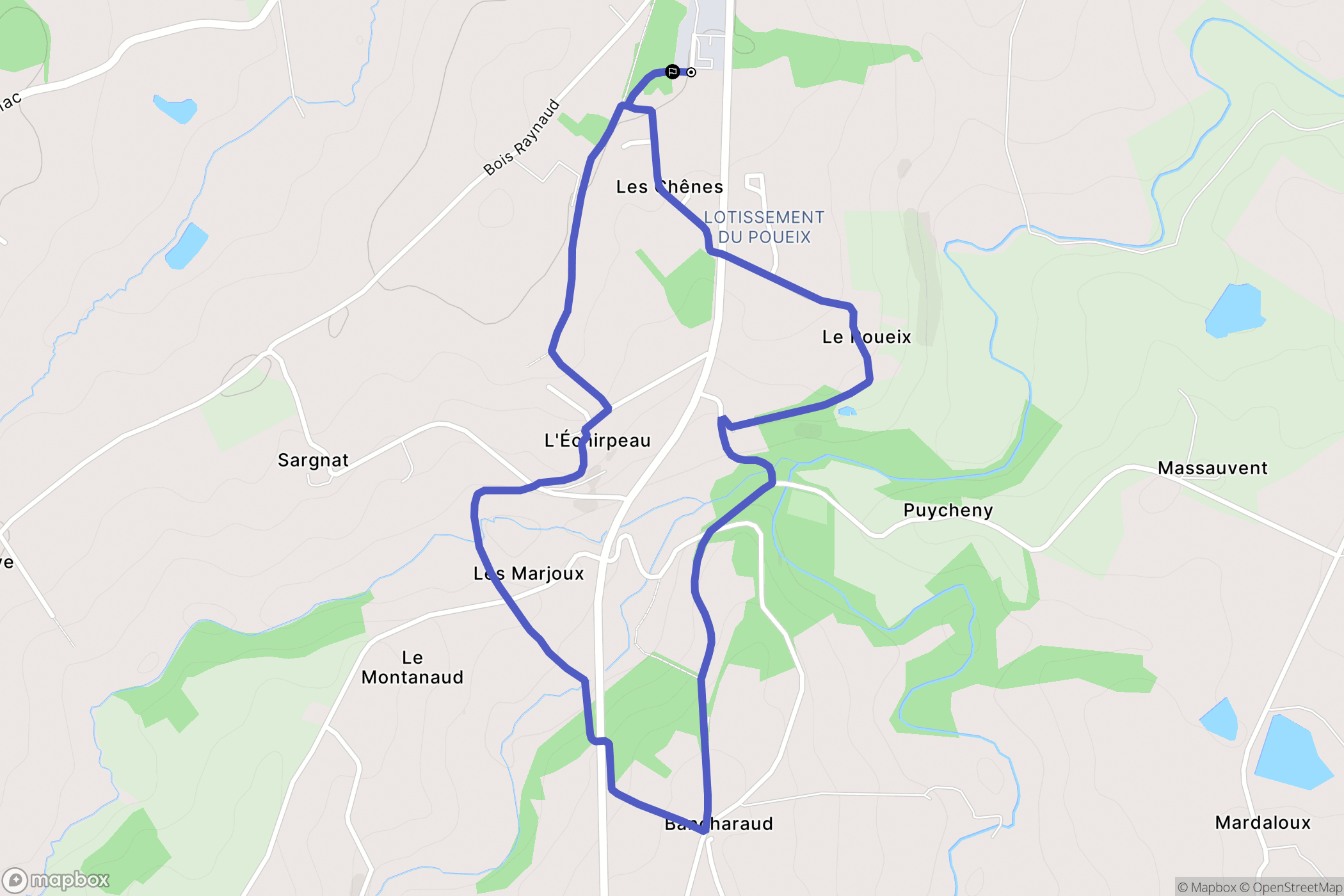 Séreilhac, Saint-Martin-le-Vieux : carte du parcours de randonnée - France