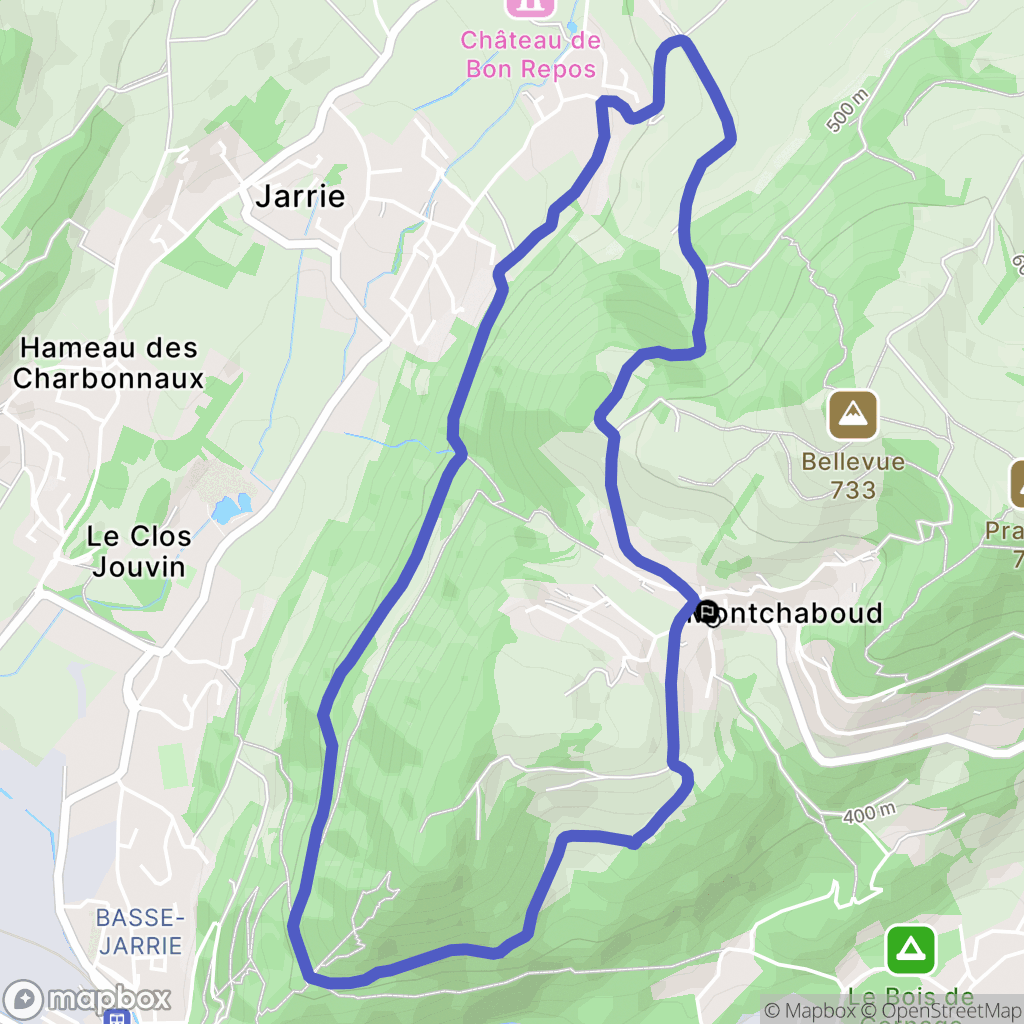 Montchaboud : carte du parcours de randonnée - France