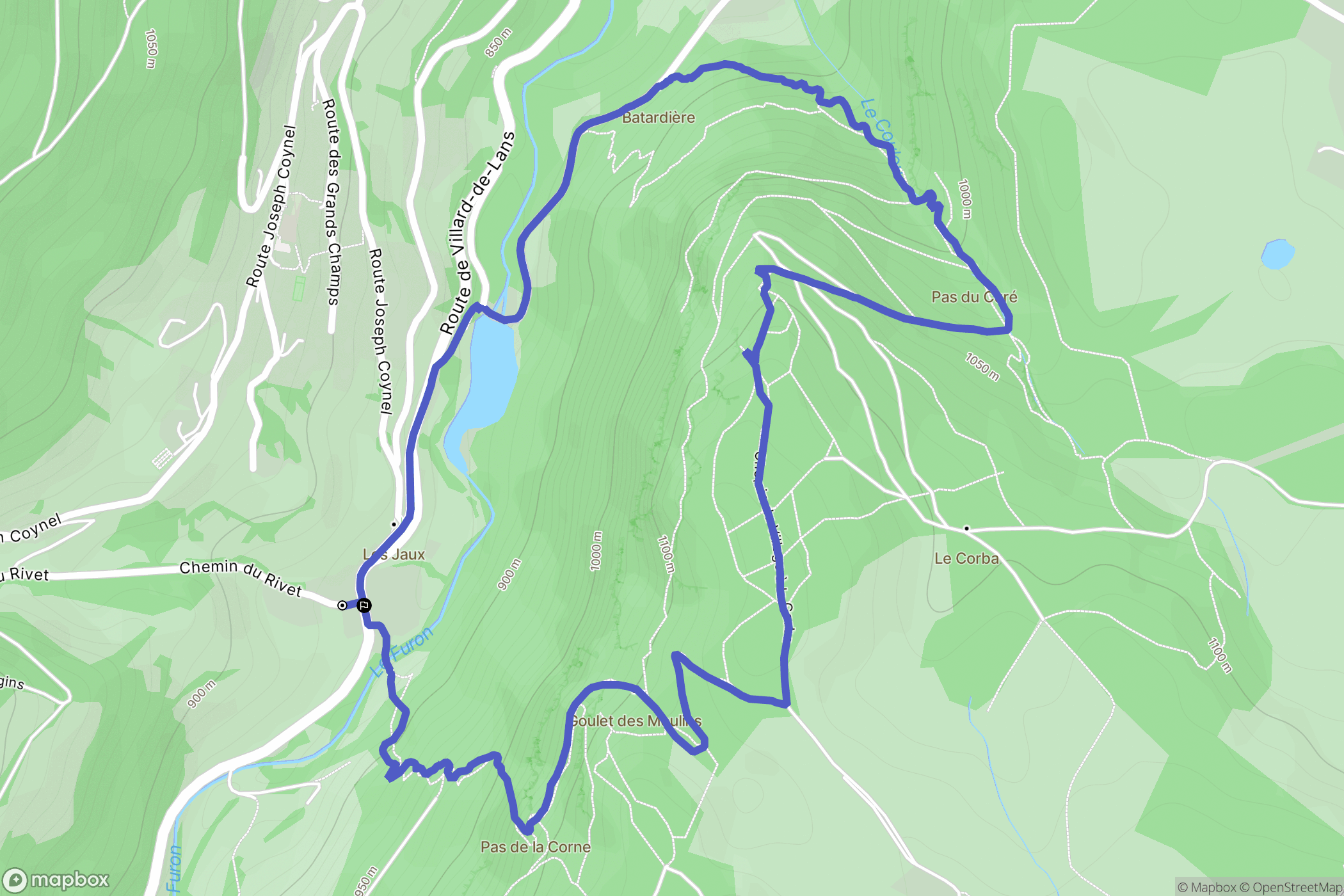 Engins : carte du parcours de randonnée - France