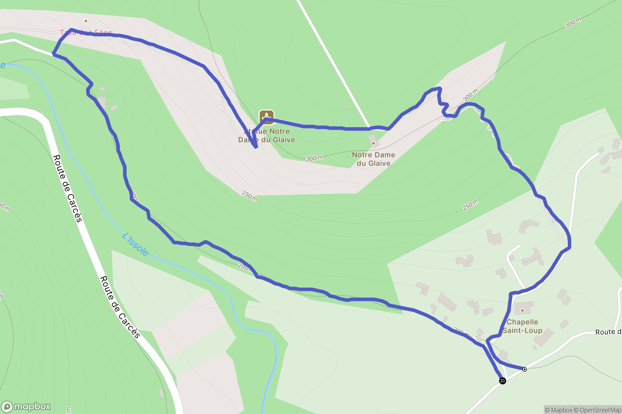Cabasse : carte du parcours de randonnée - France