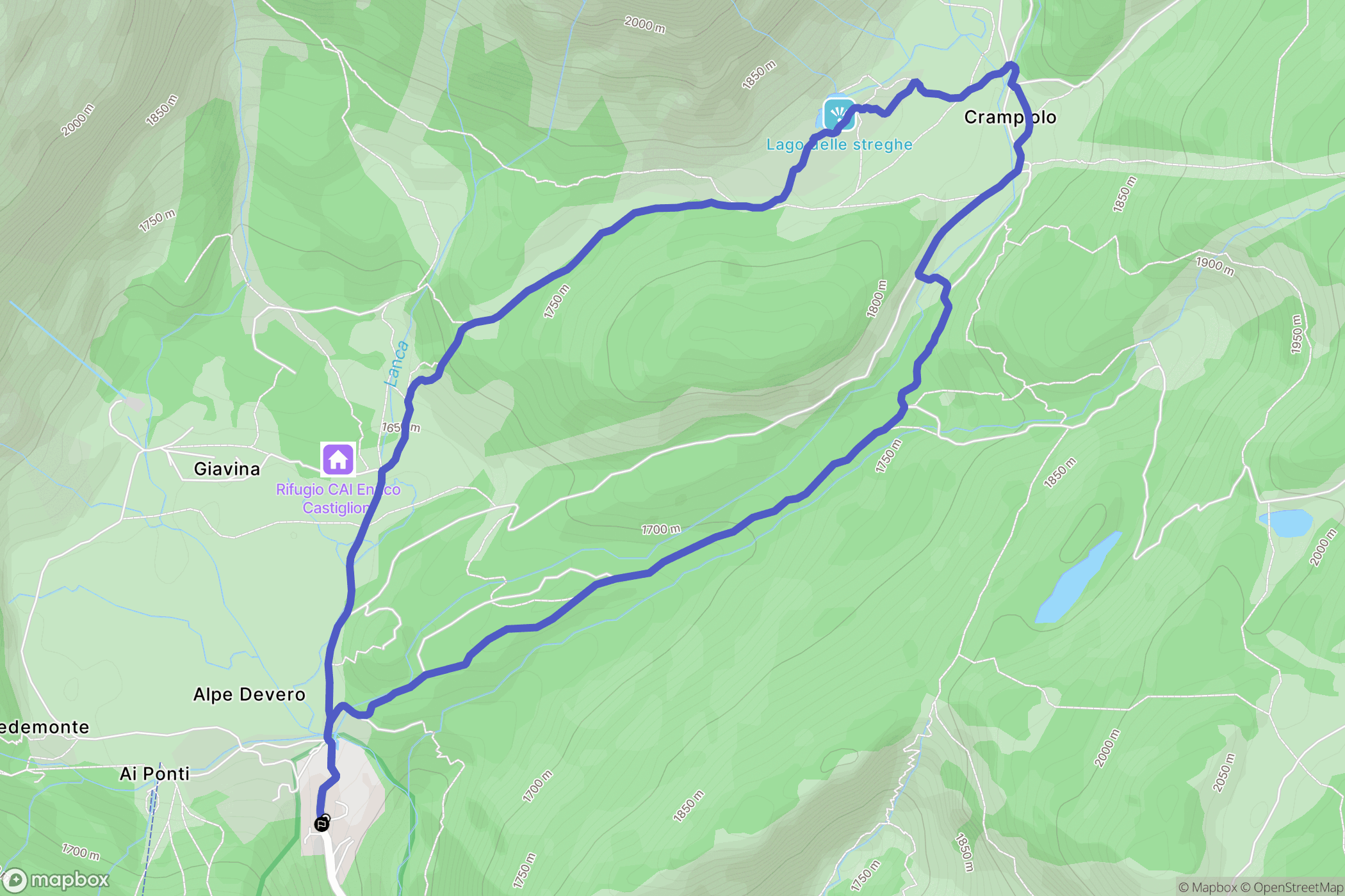Alpe Devero : carte du parcours de randonnée - Italy