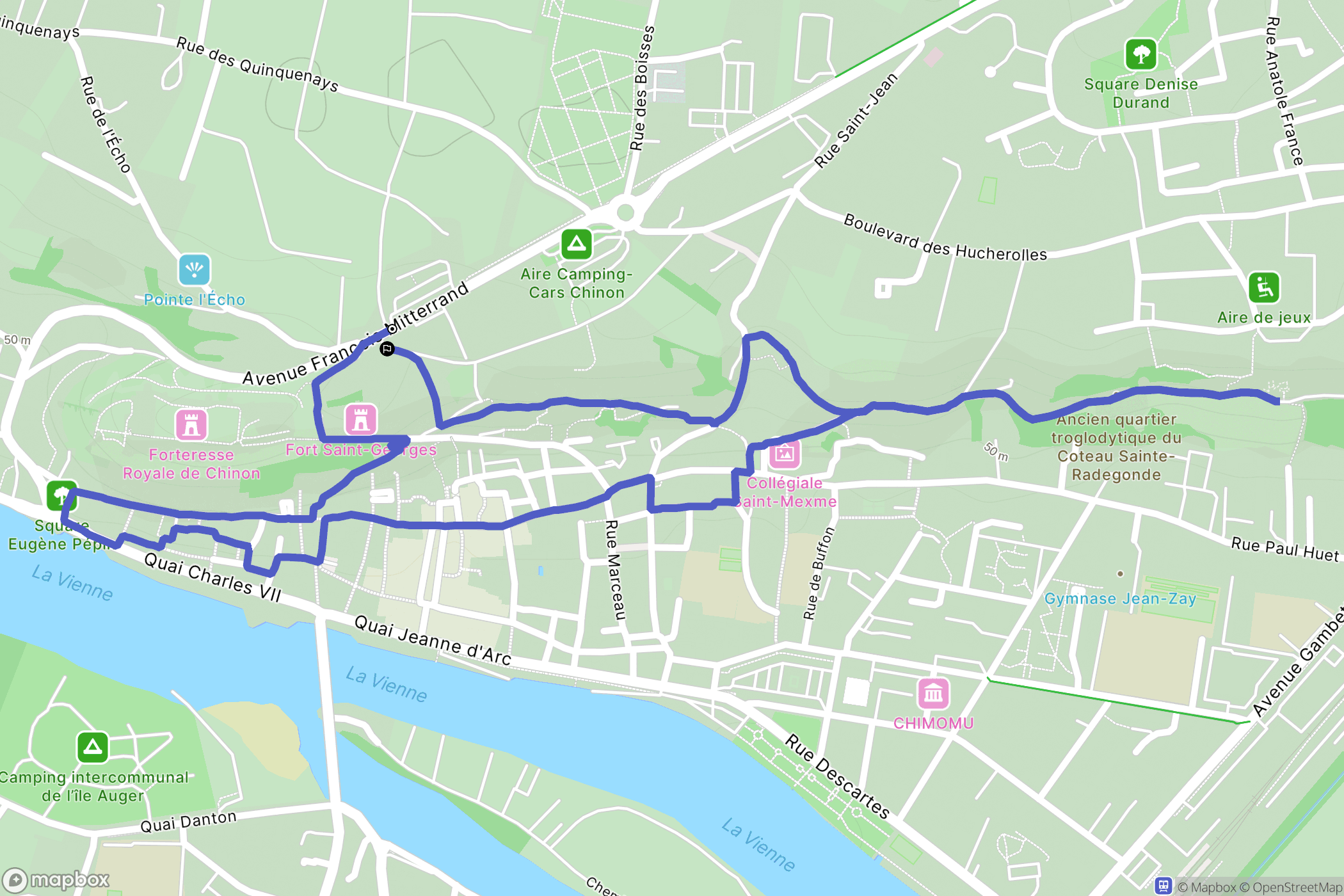 Chinon : carte du parcours de randonnée - France