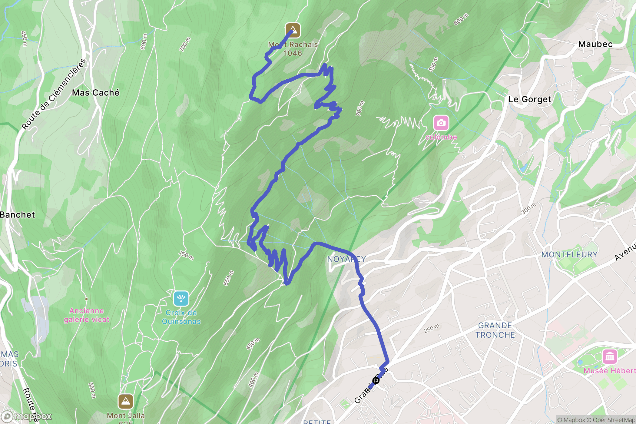 La Tronche : carte du parcours de randonnée - France