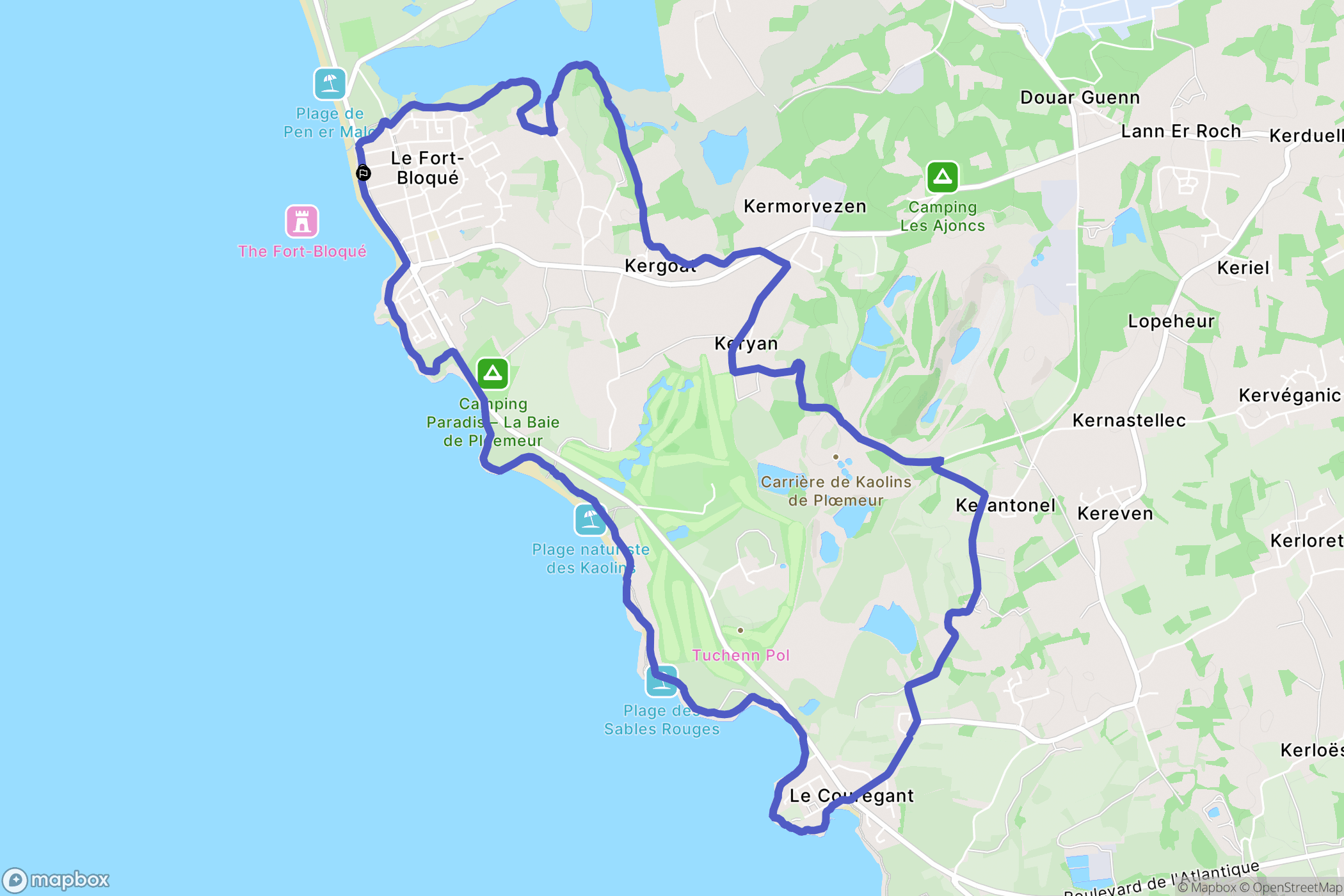 Ploemeur : carte du parcours de randonnée - France