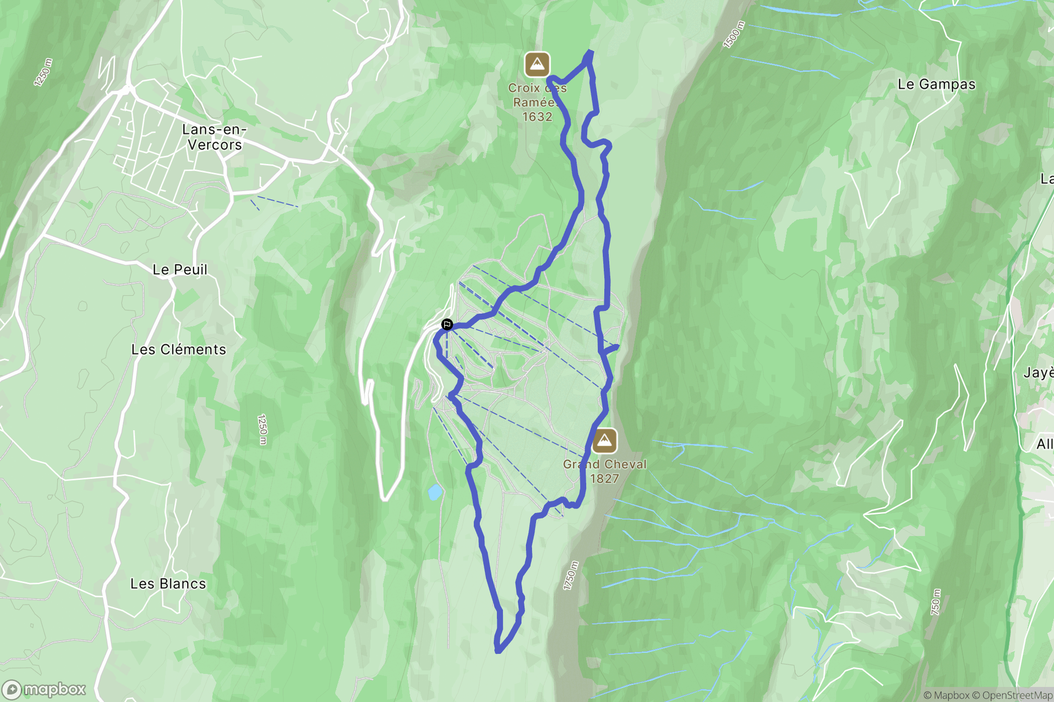 Lans-en-Vercors : carte du parcours de randonnée - France