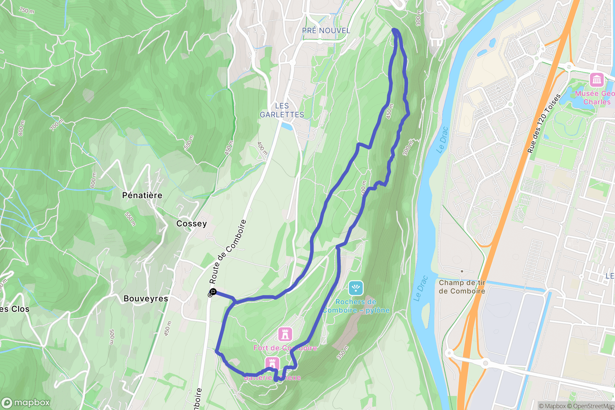 Claix : carte du parcours de randonnée - France