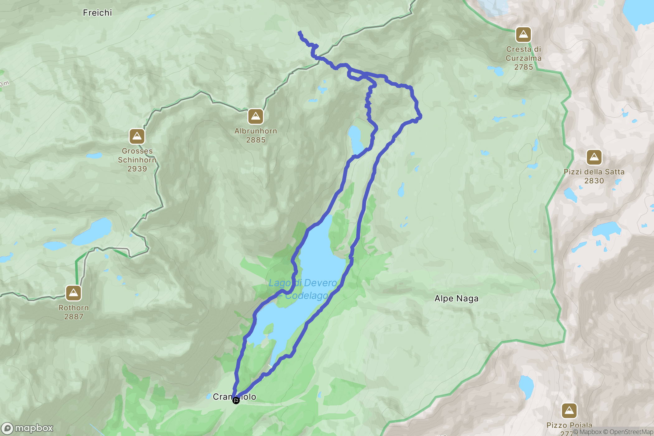 Crampiolo : carte du parcours de randonnée - Italy