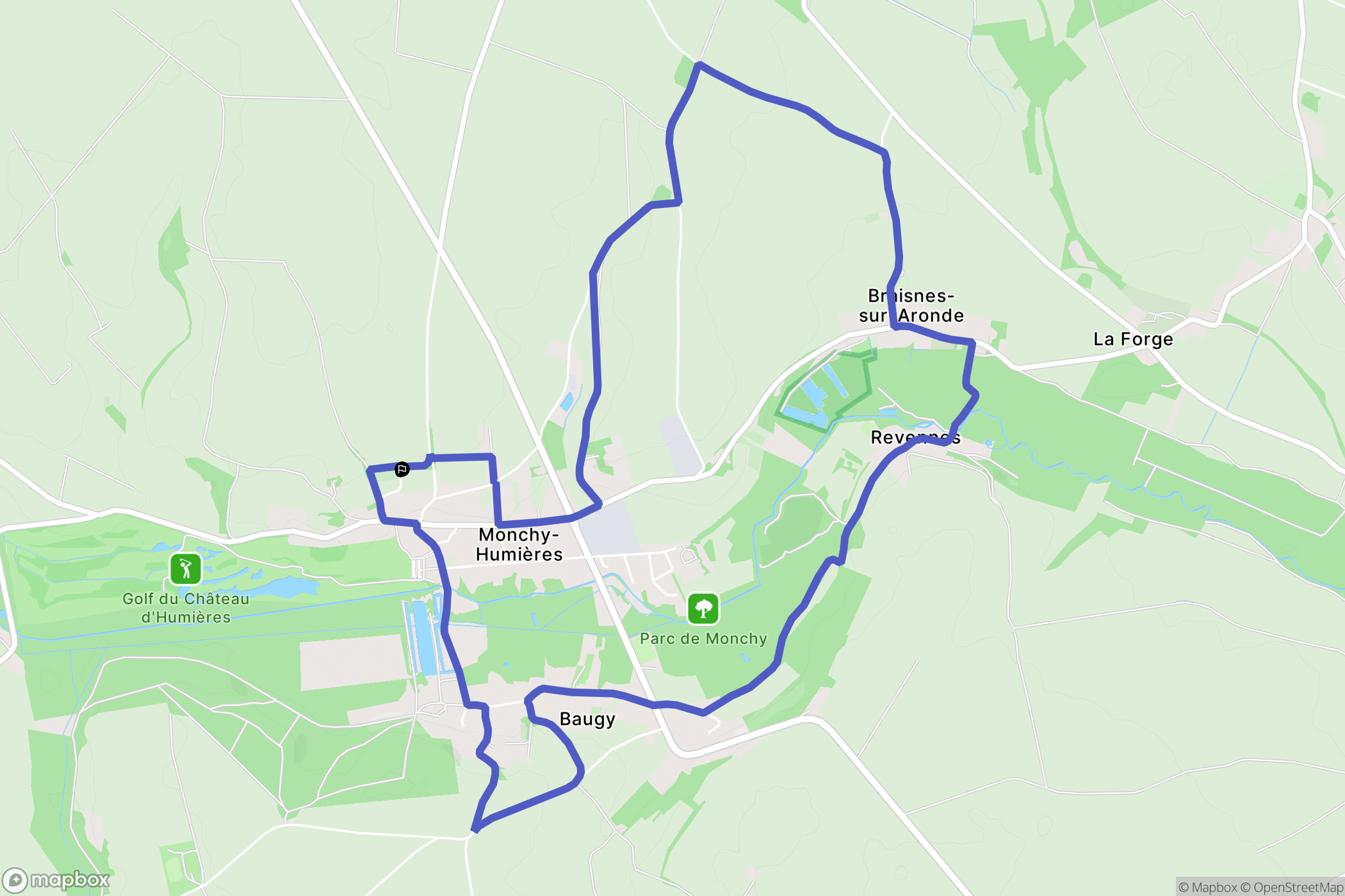 Monchy-Humières : carte du parcours de randonnée - France