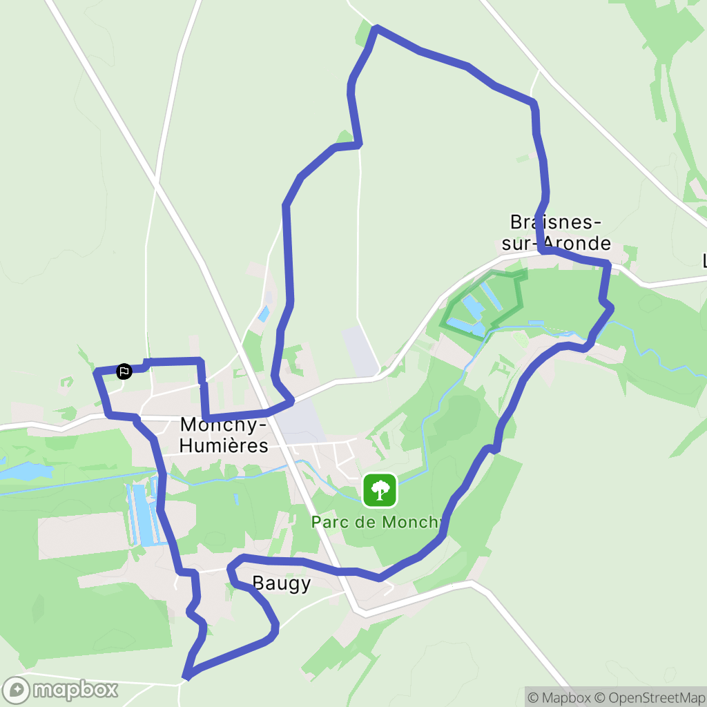 Monchy-Humières : carte du parcours de randonnée - France