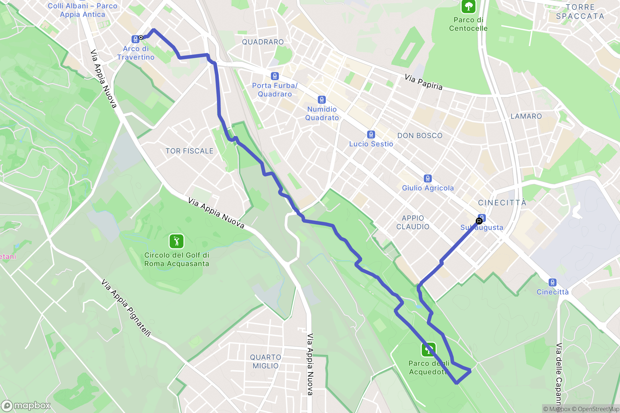 Roma : carte du parcours de randonnée - Italy