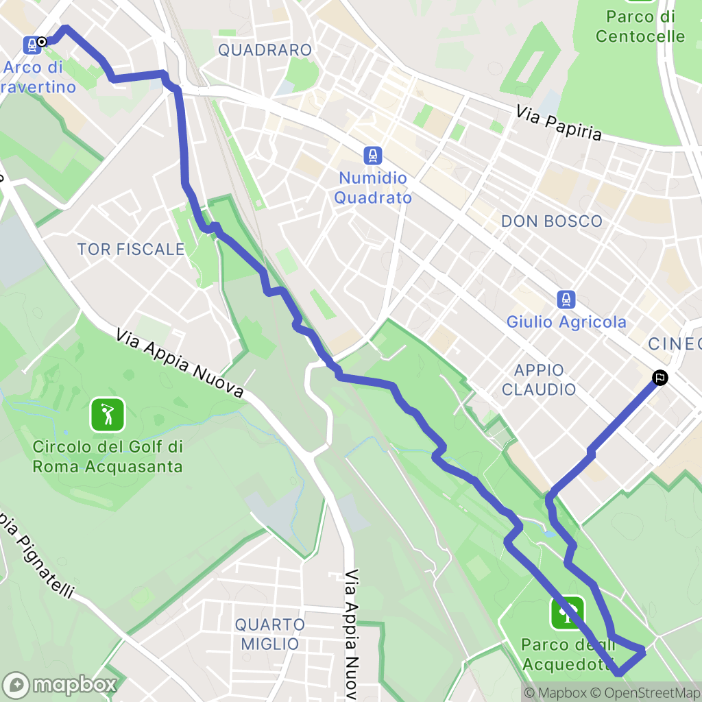 Roma : carte du parcours de randonnée - Italy