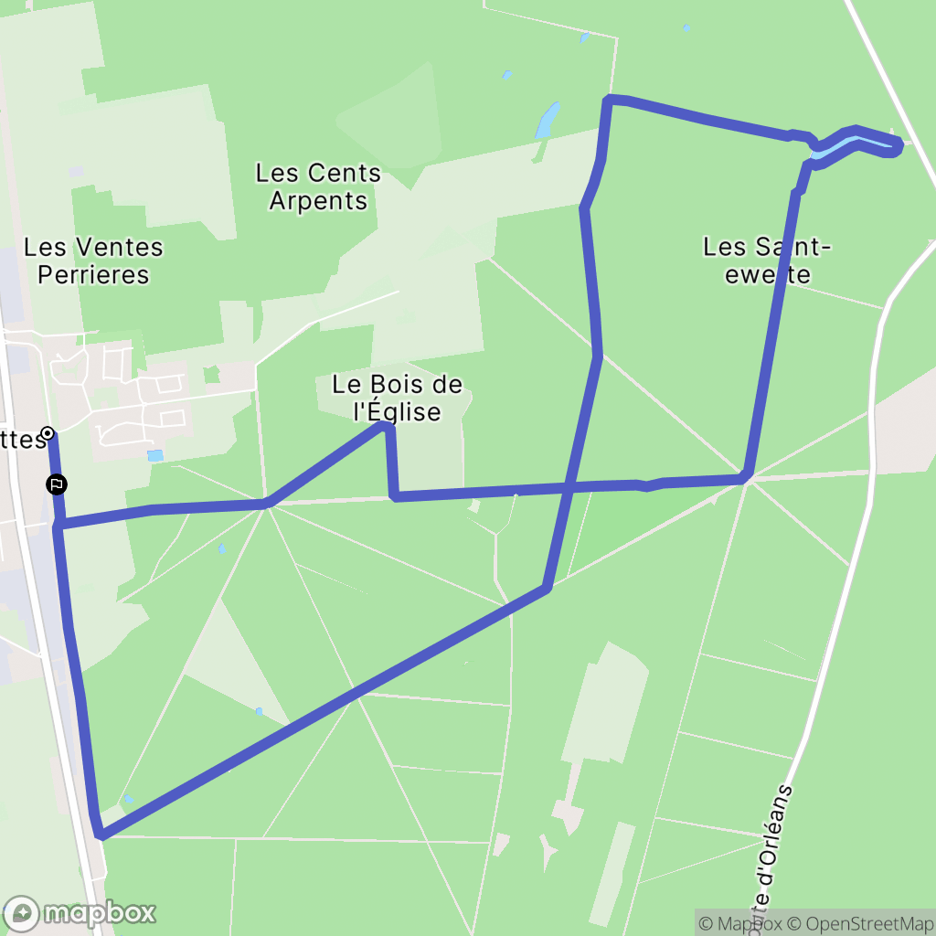 Cercottes : carte du parcours de randonnée - France