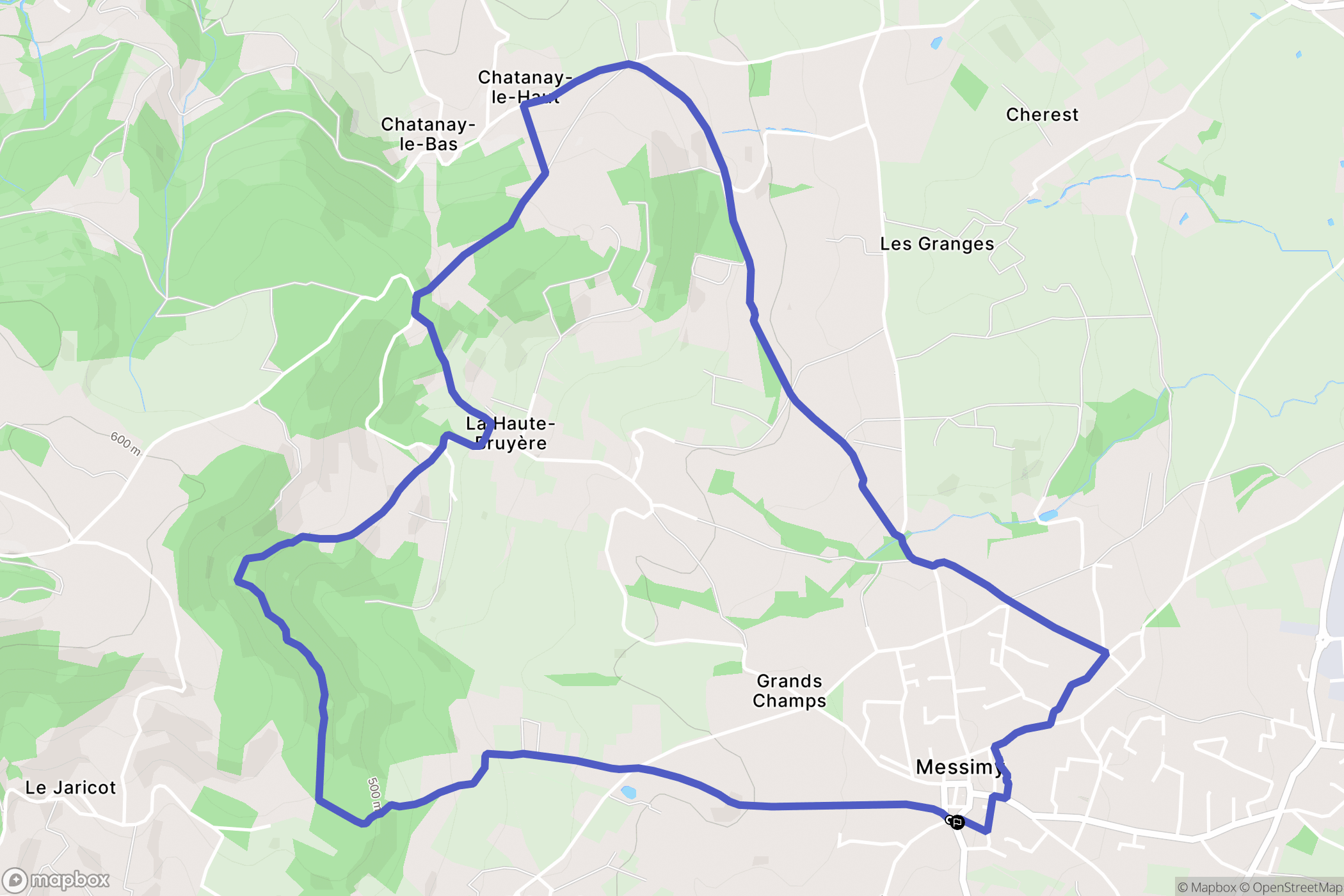 Messimy : carte du parcours de randonnée - France