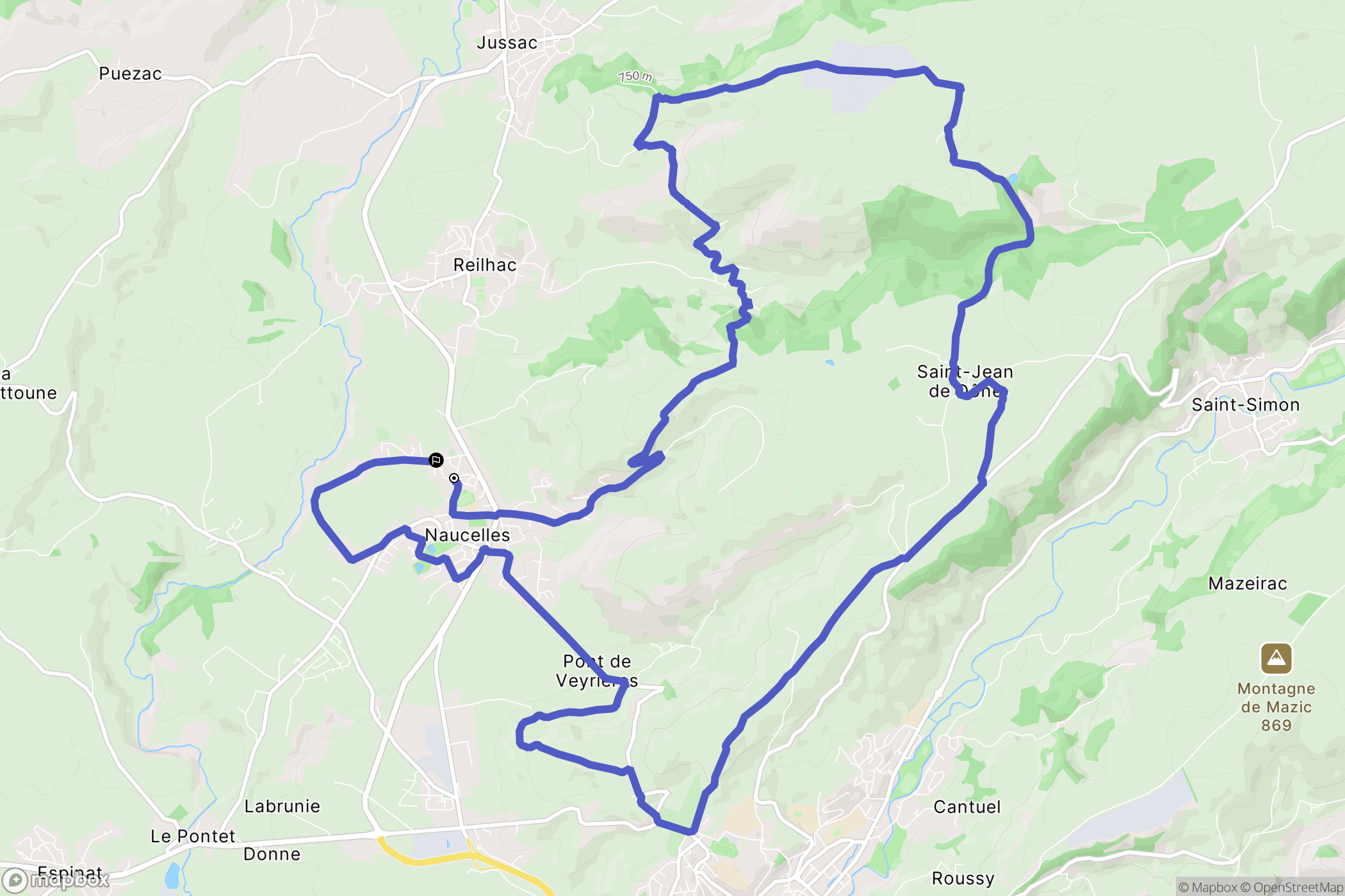 Naucelles : carte du parcours de randonnée - France