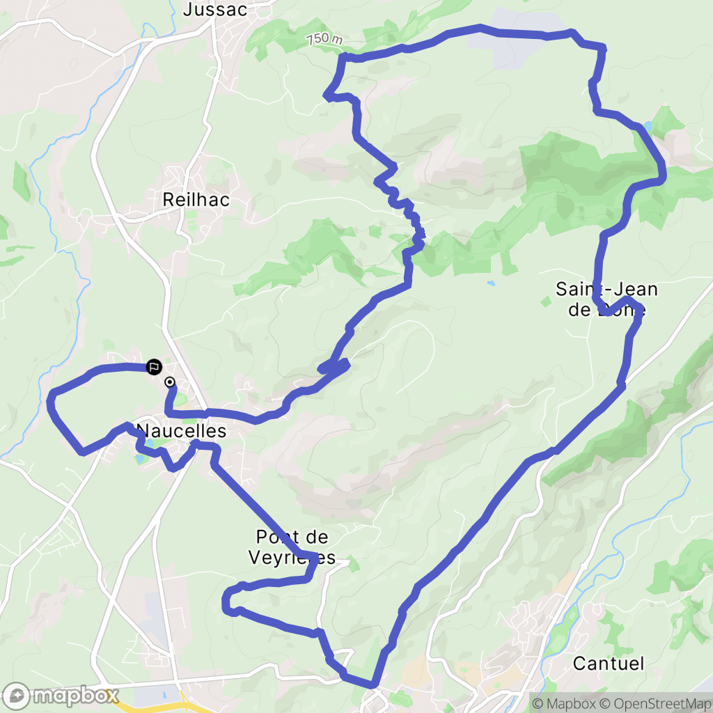 Naucelles : carte du parcours de randonnée - France