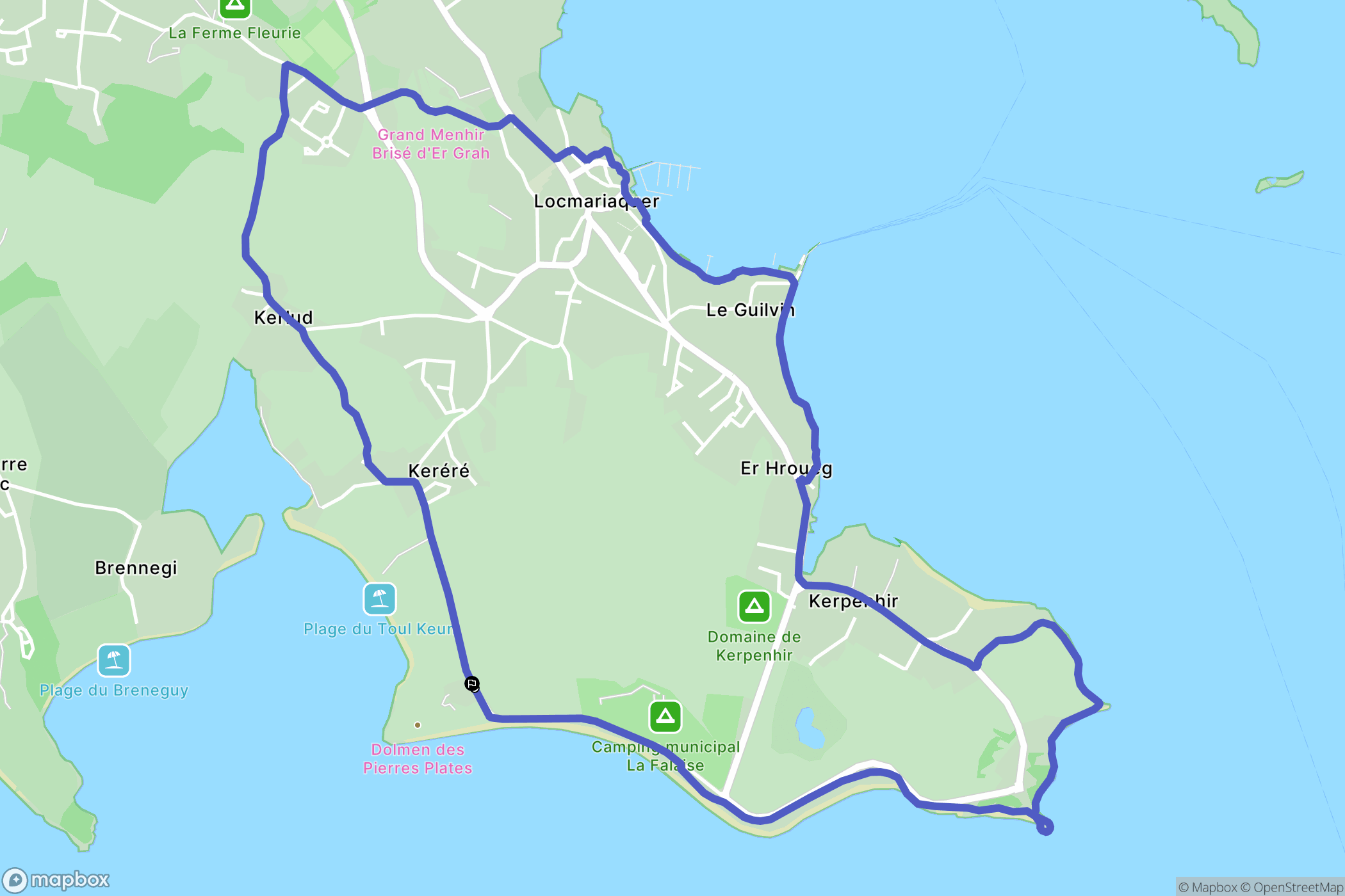 Locmariaquer : carte du parcours de randonnée - France