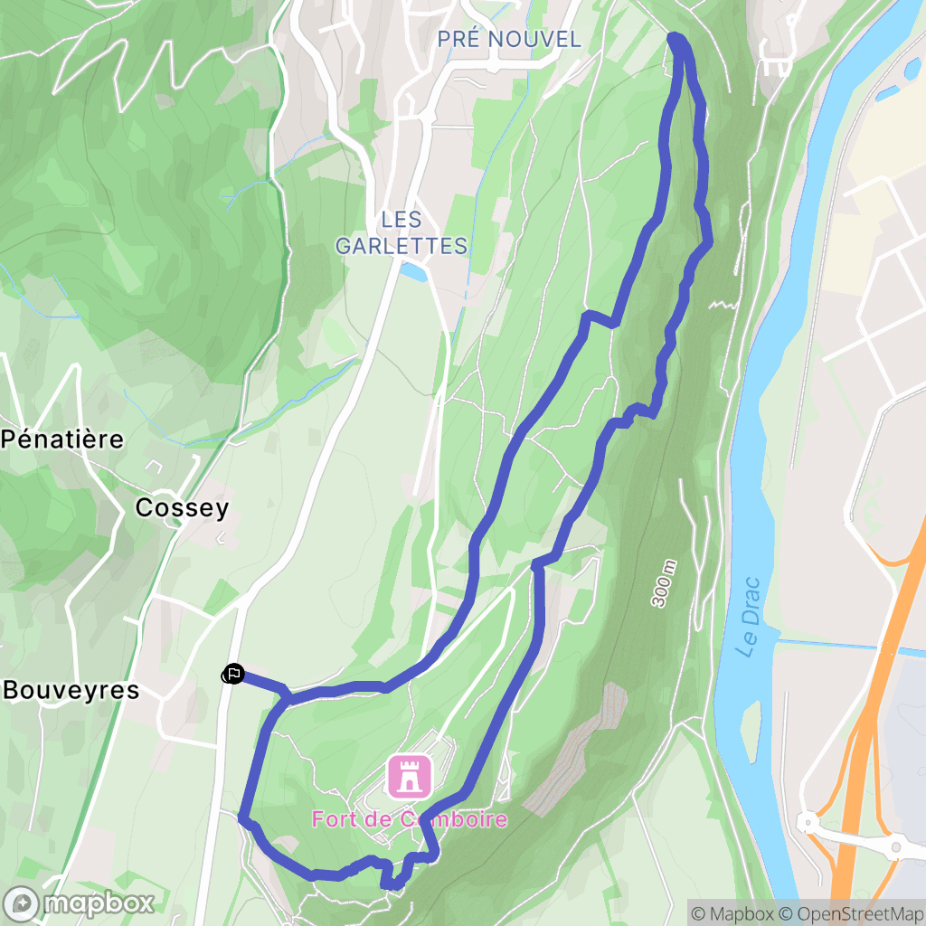 Bouveyres : carte du parcours de randonnée - France