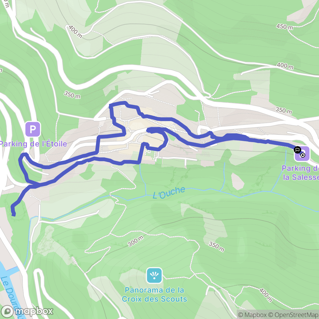 Conques-en-Rouergue : carte du parcours de randonnée - France