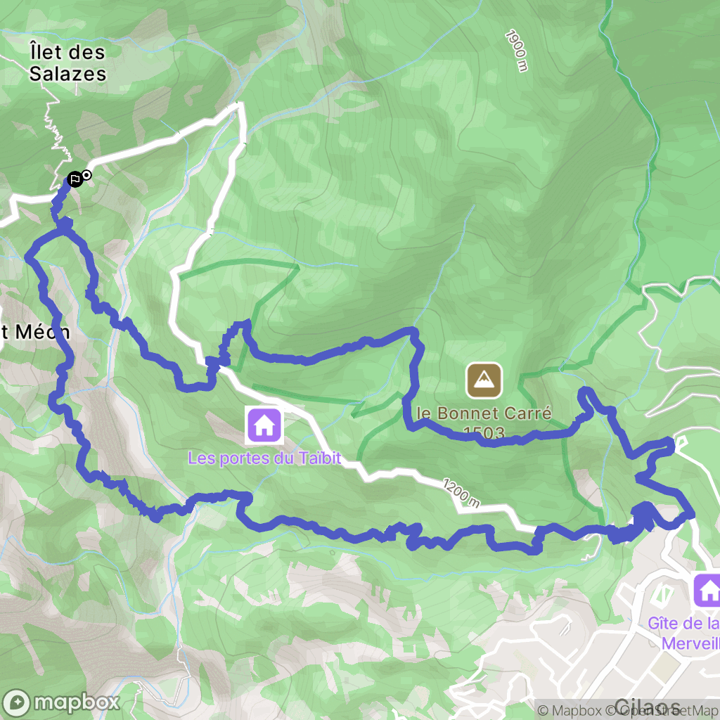Cilaos : carte du parcours de randonnée - France