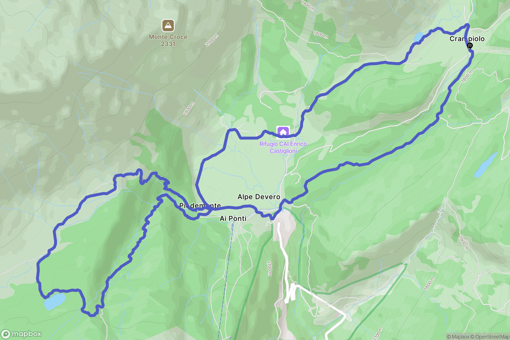 Crampiolo : carte du parcours de randonnée - Italy