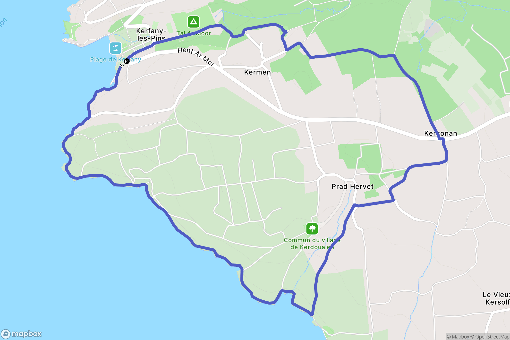 Kerfany-les-Pins : carte du parcours de randonnée - France