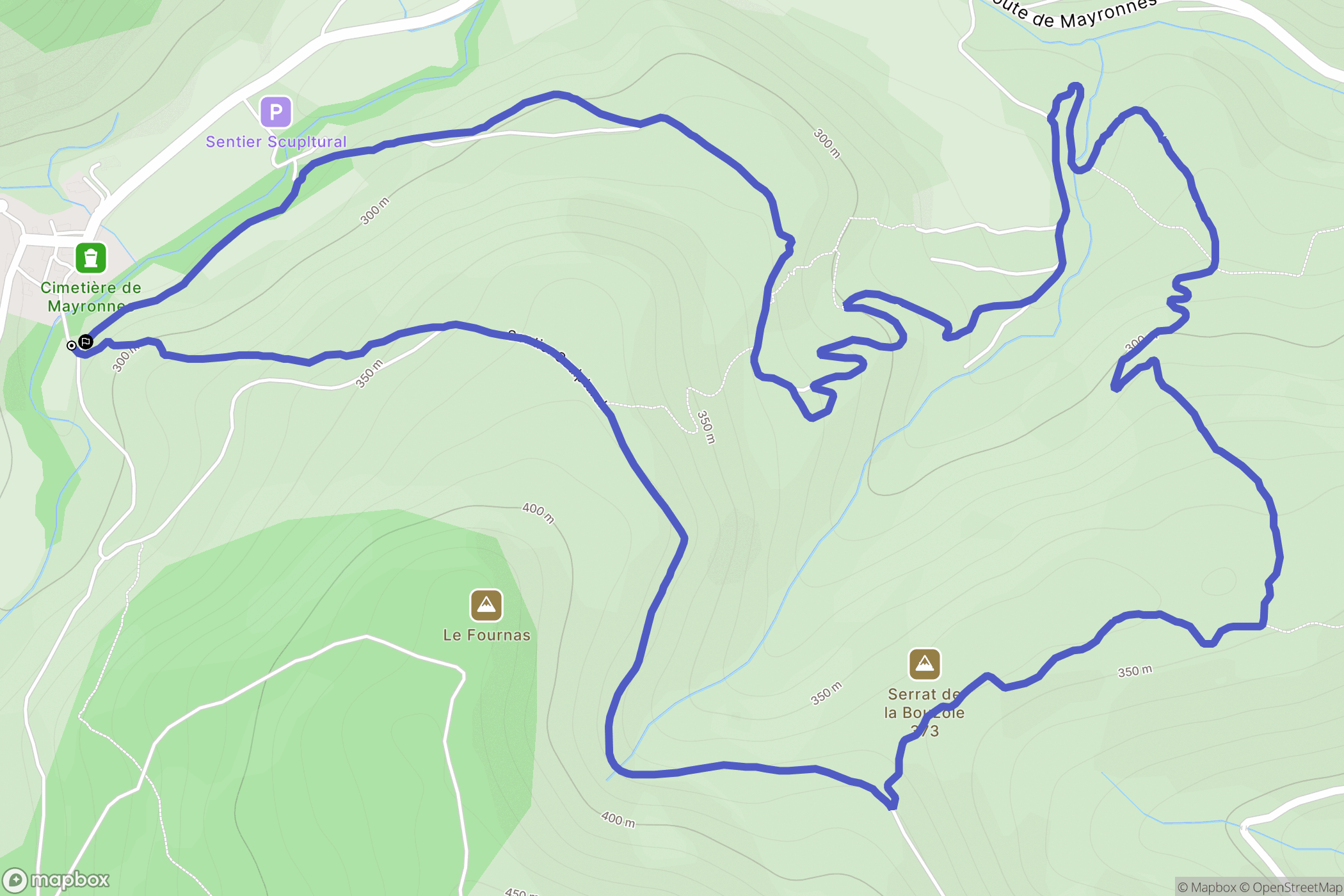 Mayronnes : carte du parcours de randonnée - France