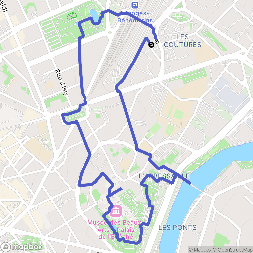 Limoges : carte du parcours de randonnée - France