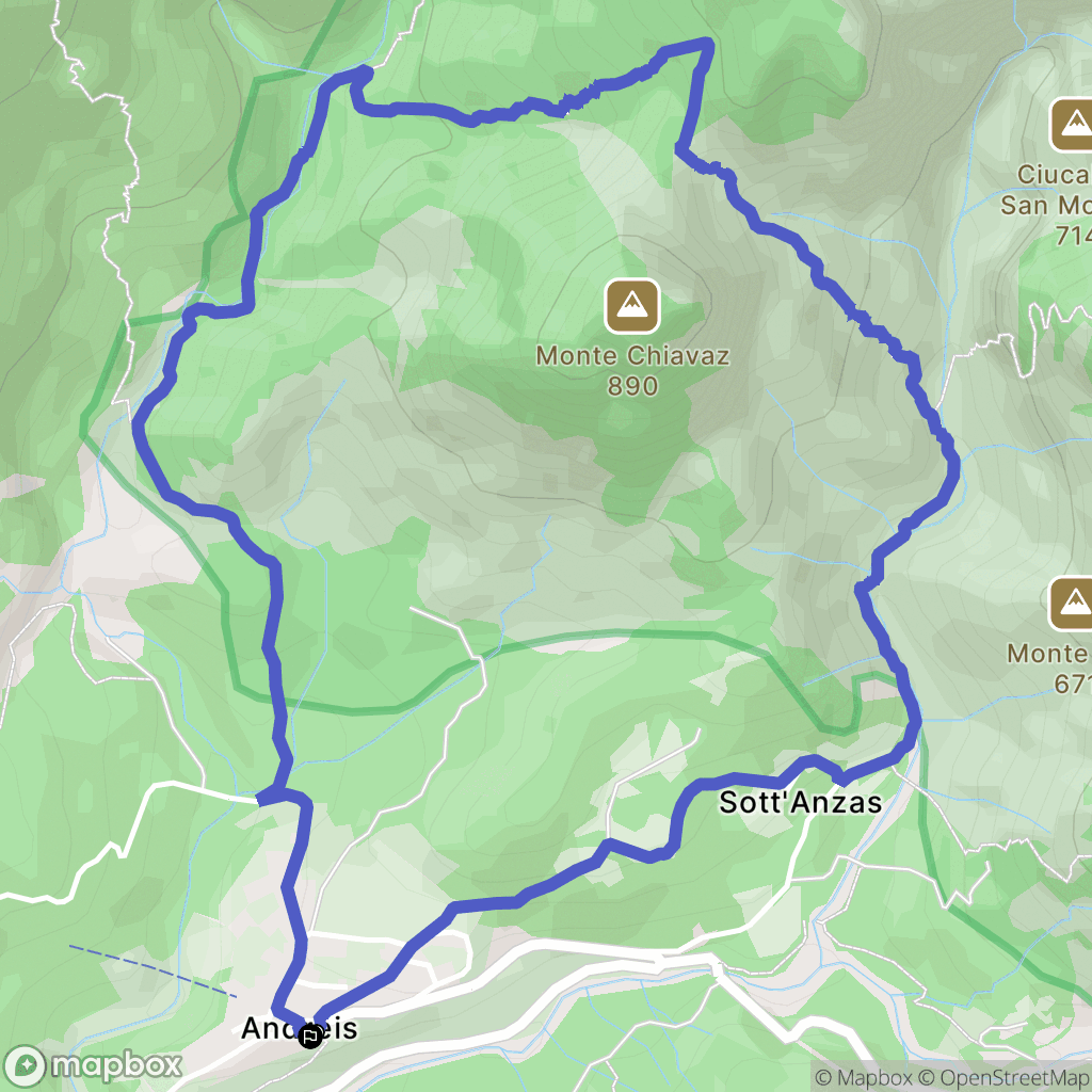 Andreis : carte du parcours de randonnée - Italy