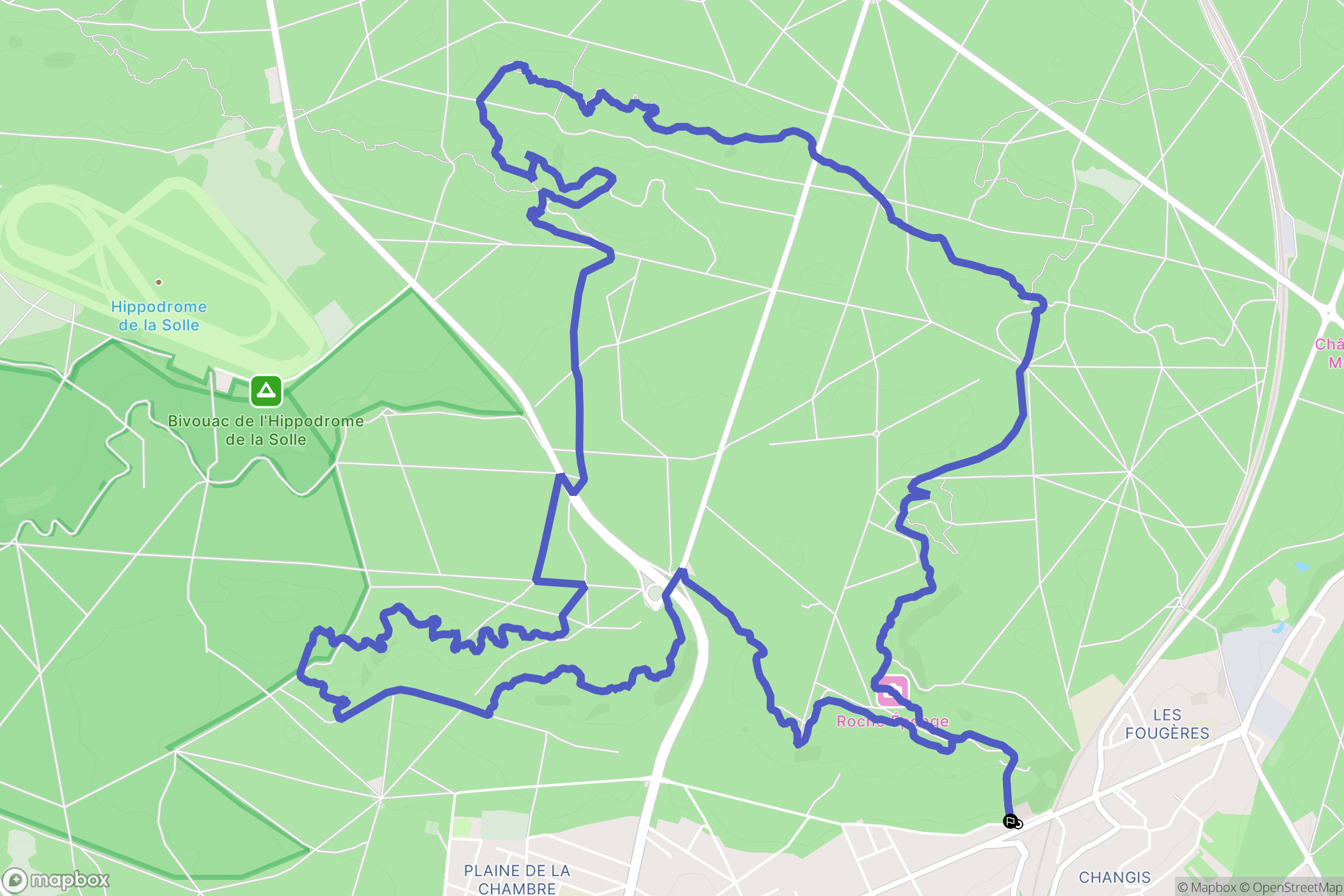 Fontainebleau : carte du parcours de randonnée - France