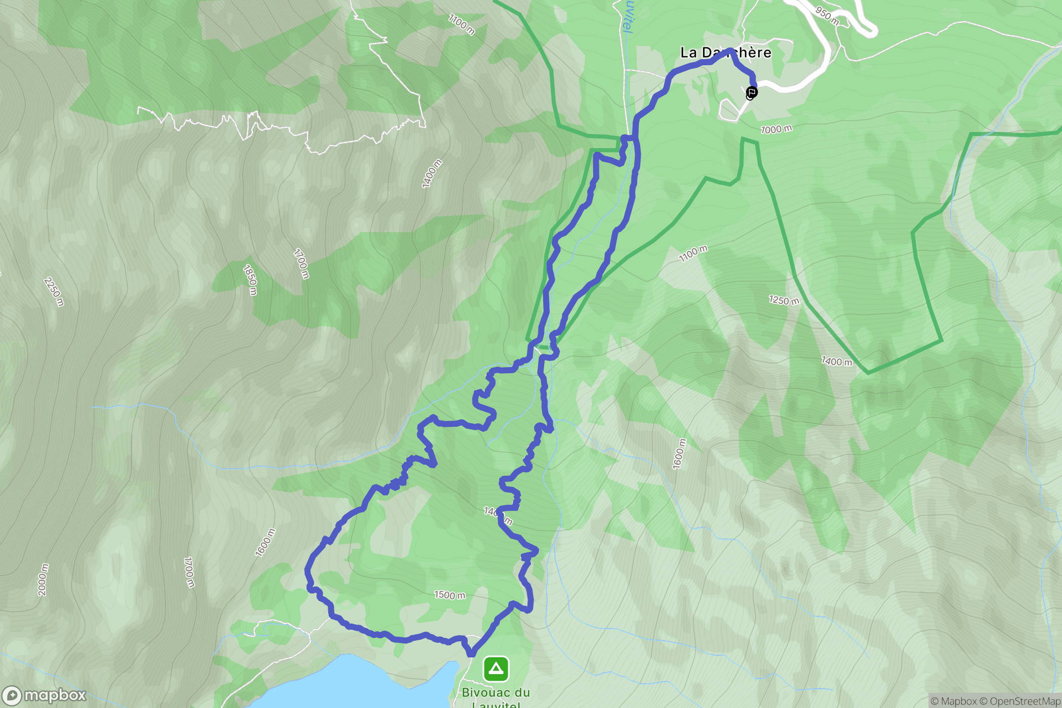 Les Deux Alpes : carte du parcours de randonnée - France