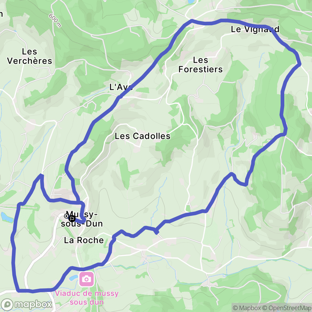 Mussy-sous-Dun : carte du parcours de randonnée - France