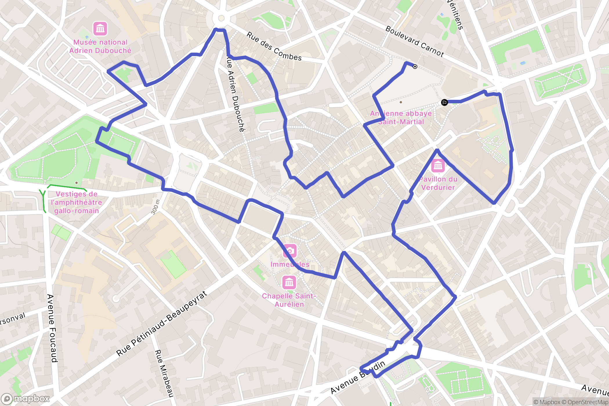 Limoges : carte du parcours de randonnée - France