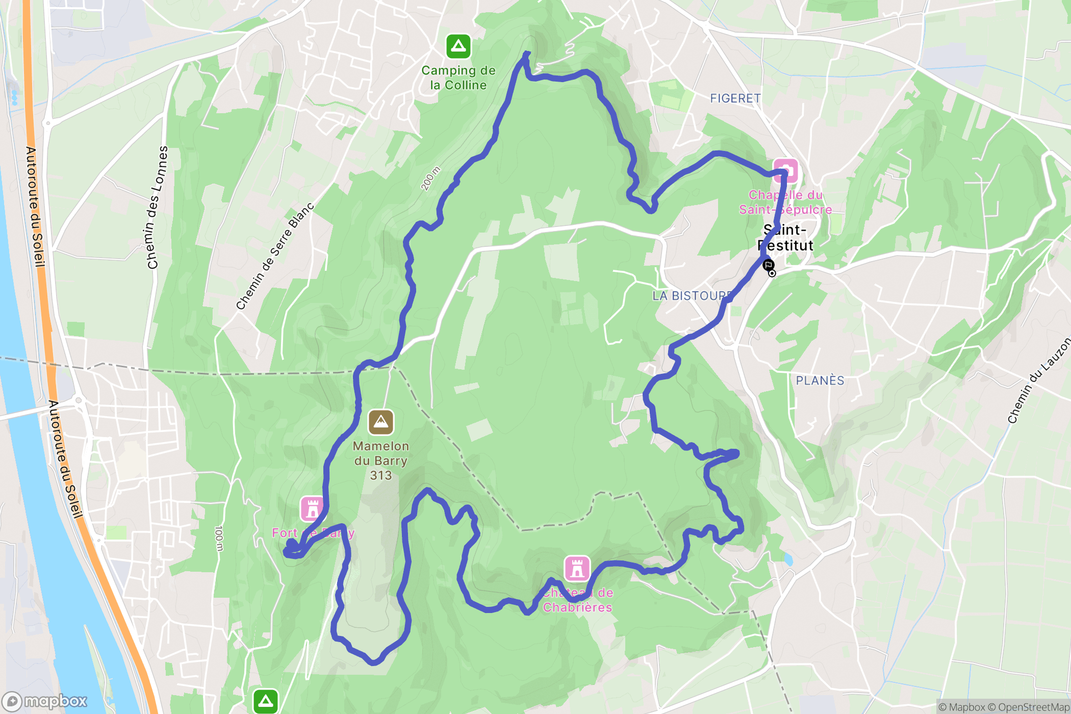 Saint-Paul-Trois-Châteaux : carte du parcours de randonnée - France