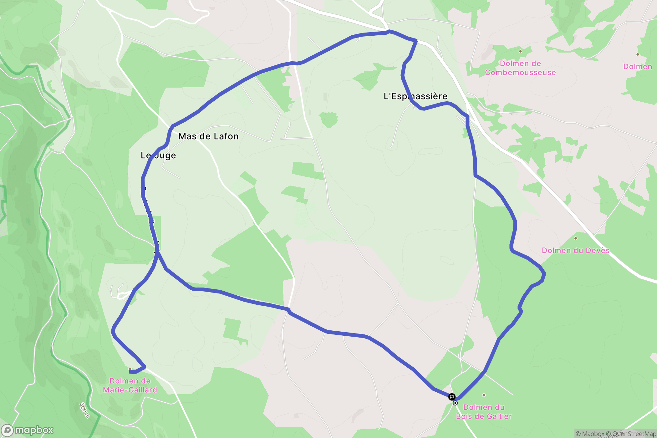 Martiel : carte du parcours de randonnée - France