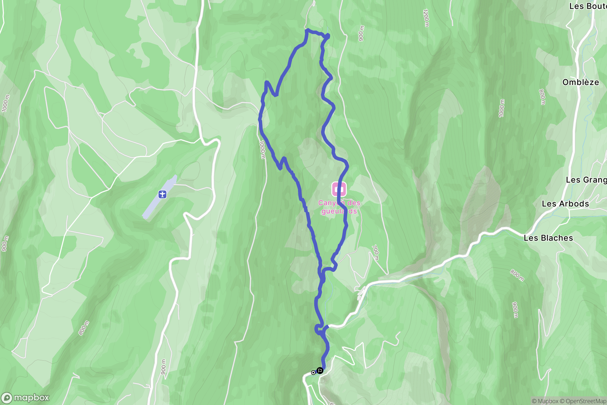 Omblèze : carte du parcours de randonnée - France